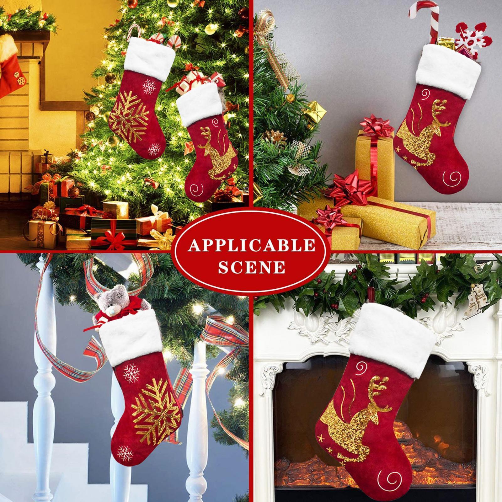 Xmas Hanging Stocking Portable Holiday Stockings for Bedroom Door Restaurant Elk