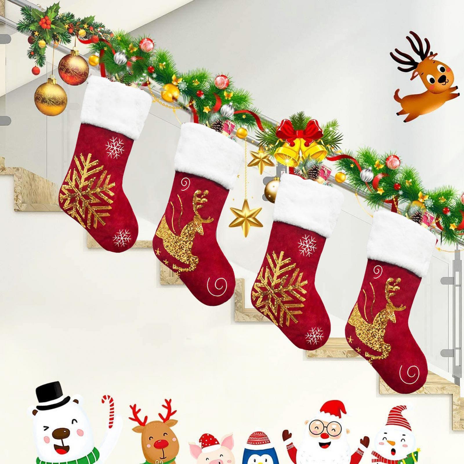 Xmas Hanging Stocking Portable Holiday Stockings for Bedroom Door Restaurant Elk