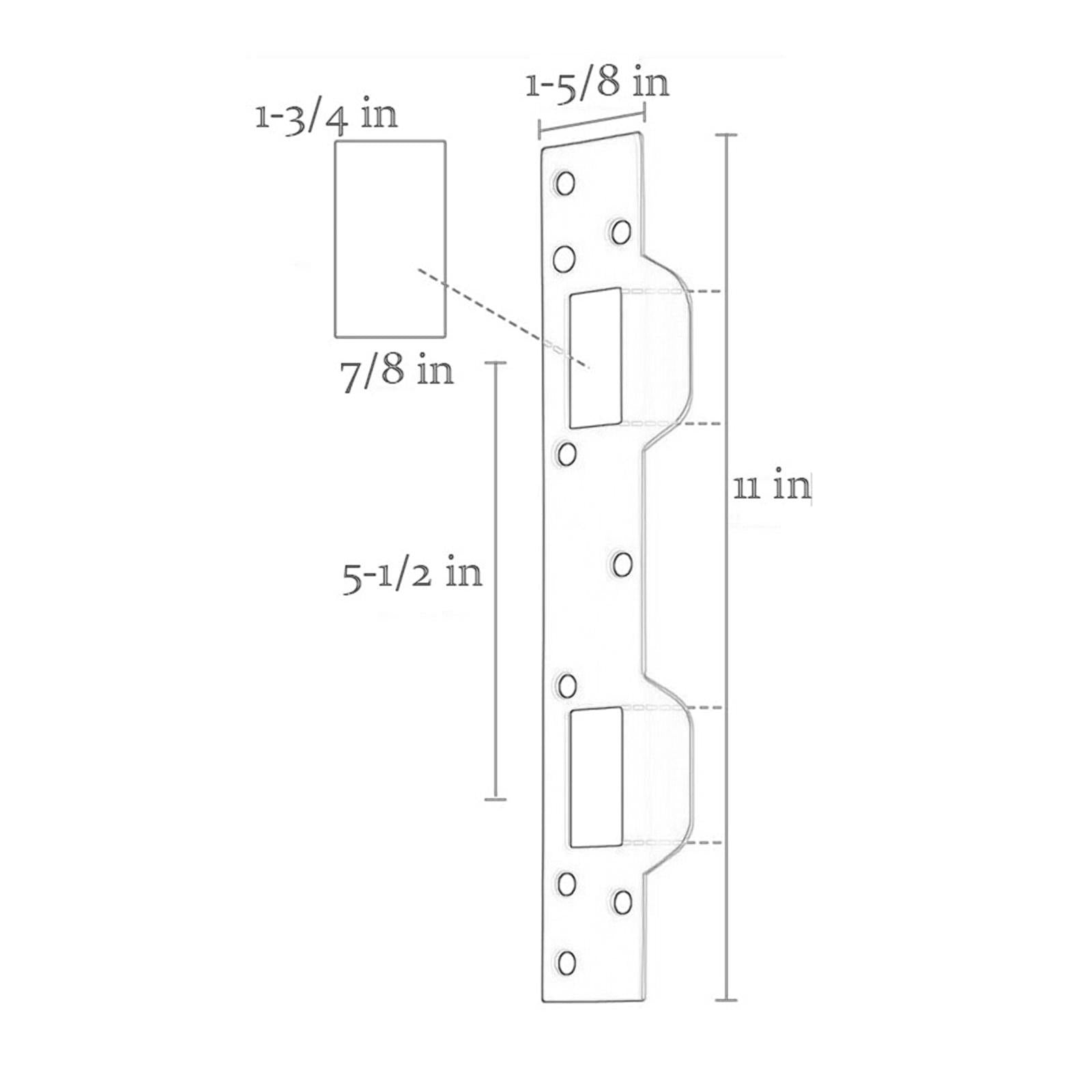 Security Door Strike Plate for 5-1/2 in to 6 in Hole Center Metal Heavy Duty White