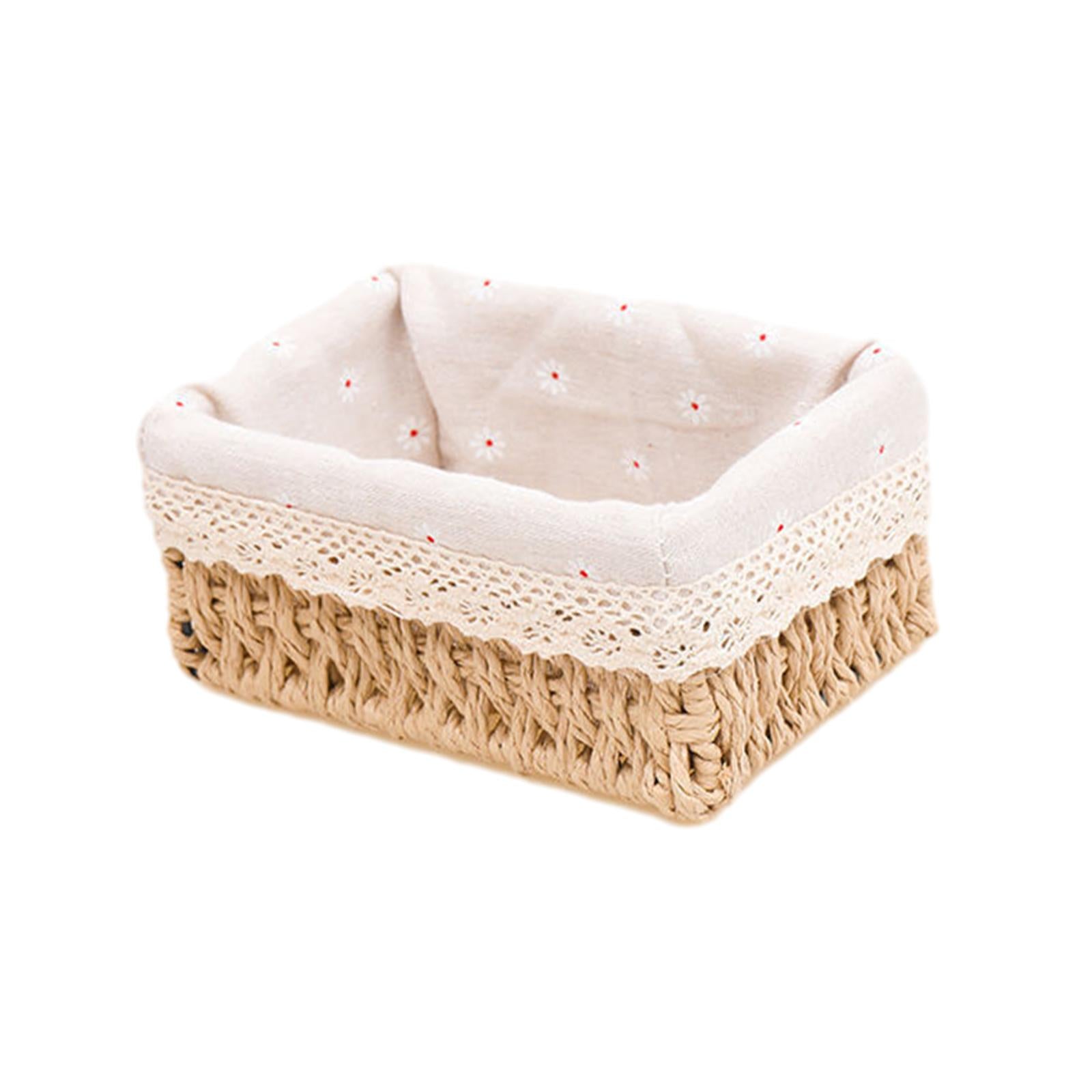 Desktop Storage Basket Stackable Cabinet Organizer for Vanity Shelves Closet Khaki M no Lid