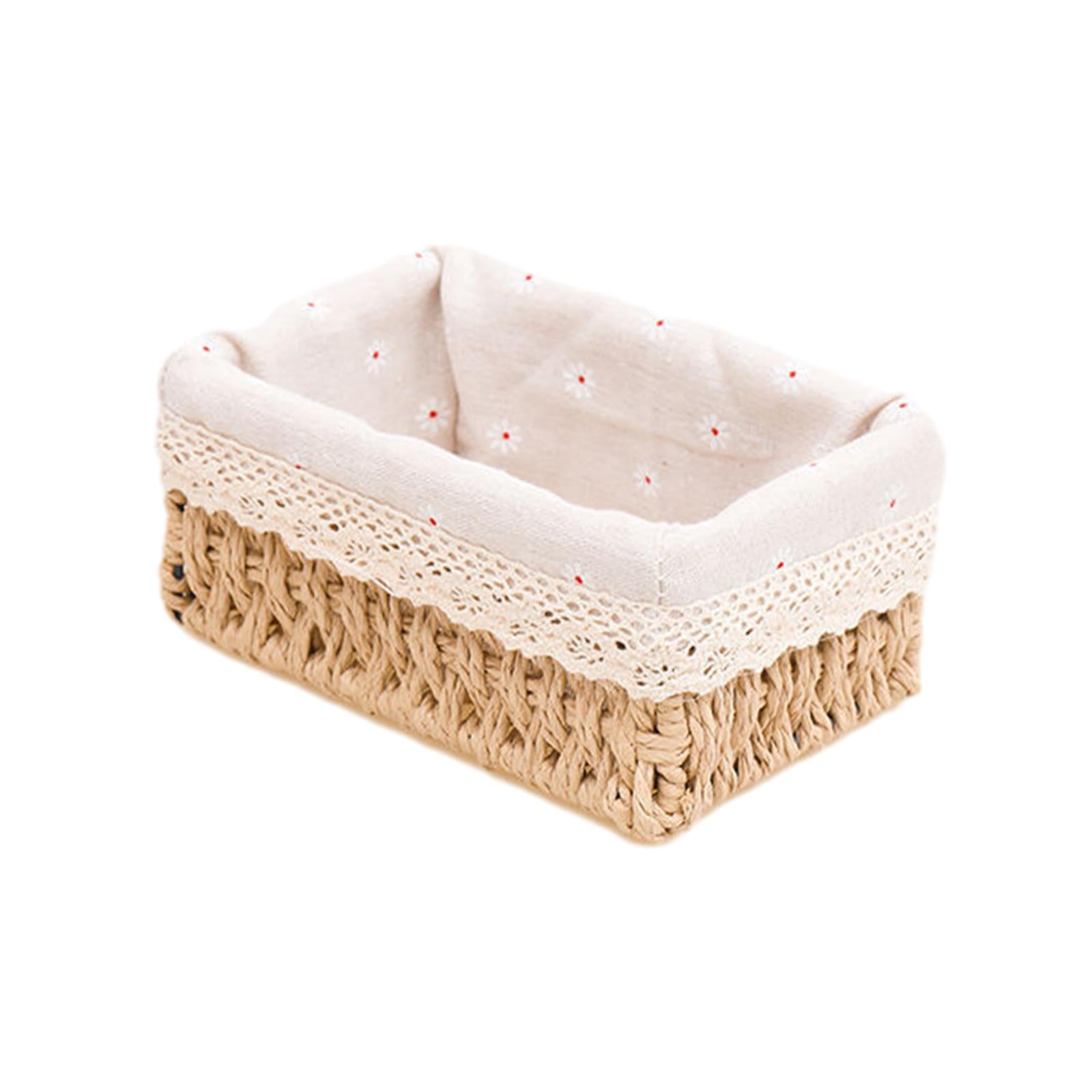 Desktop Storage Basket Stackable Cabinet Organizer for Vanity Shelves Closet Khaki M no Lid