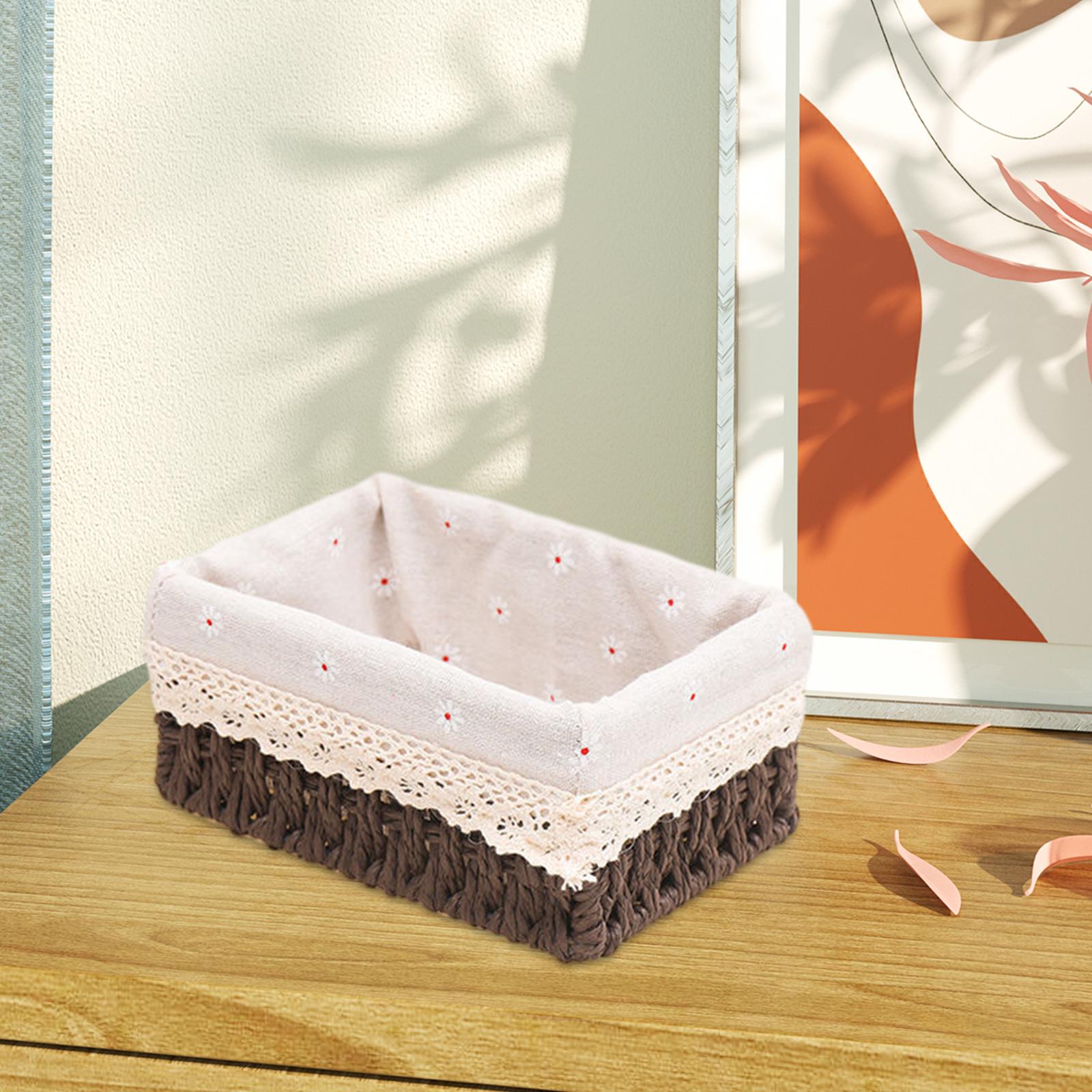 Desktop Storage Basket Stackable Cabinet Organizer for Vanity Shelves Closet Coffee L no Lid