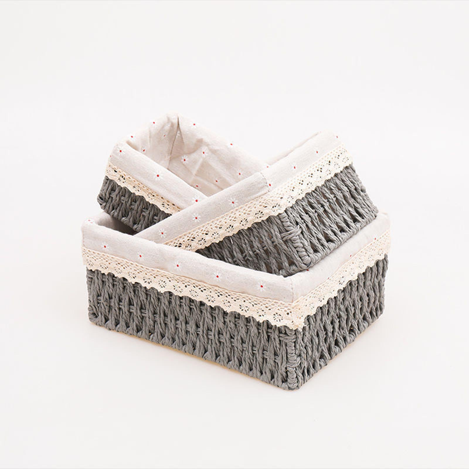 Desktop Storage Basket Stackable Cabinet Organizer for Vanity Shelves Closet Gray S no Lid