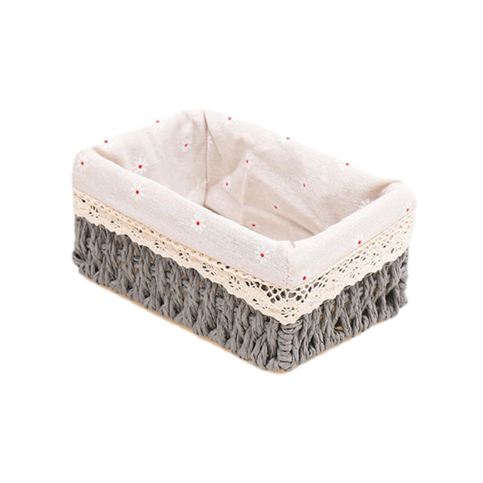 Desktop Storage Basket Stackable Cabinet Organizer for Vanity Shelves Closet Gray L no Lid