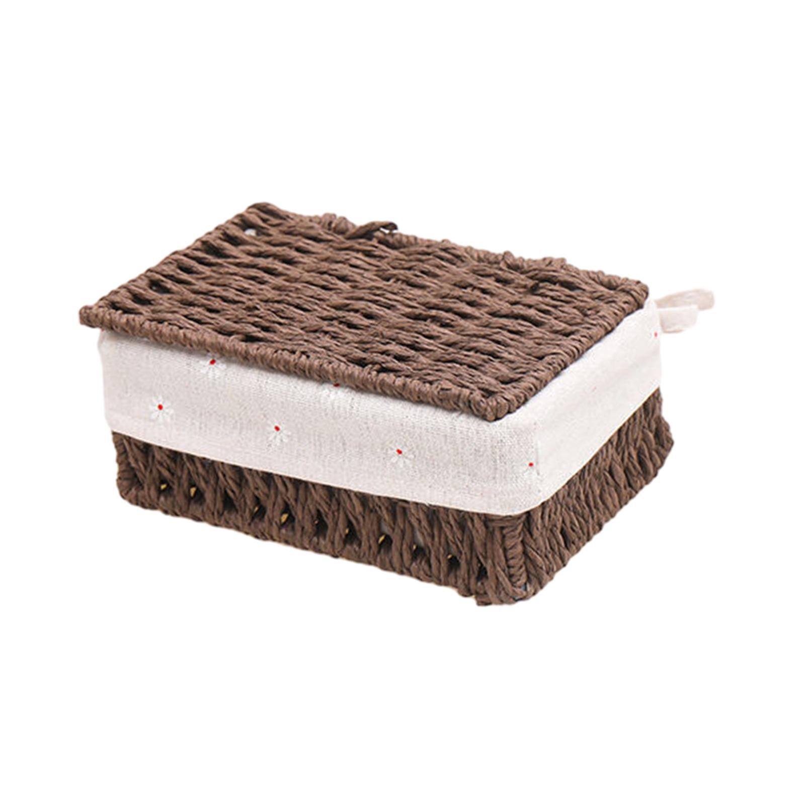 Desktop Storage Basket Stackable Cabinet Organizer for Vanity Shelves Closet Coffee S with Lid