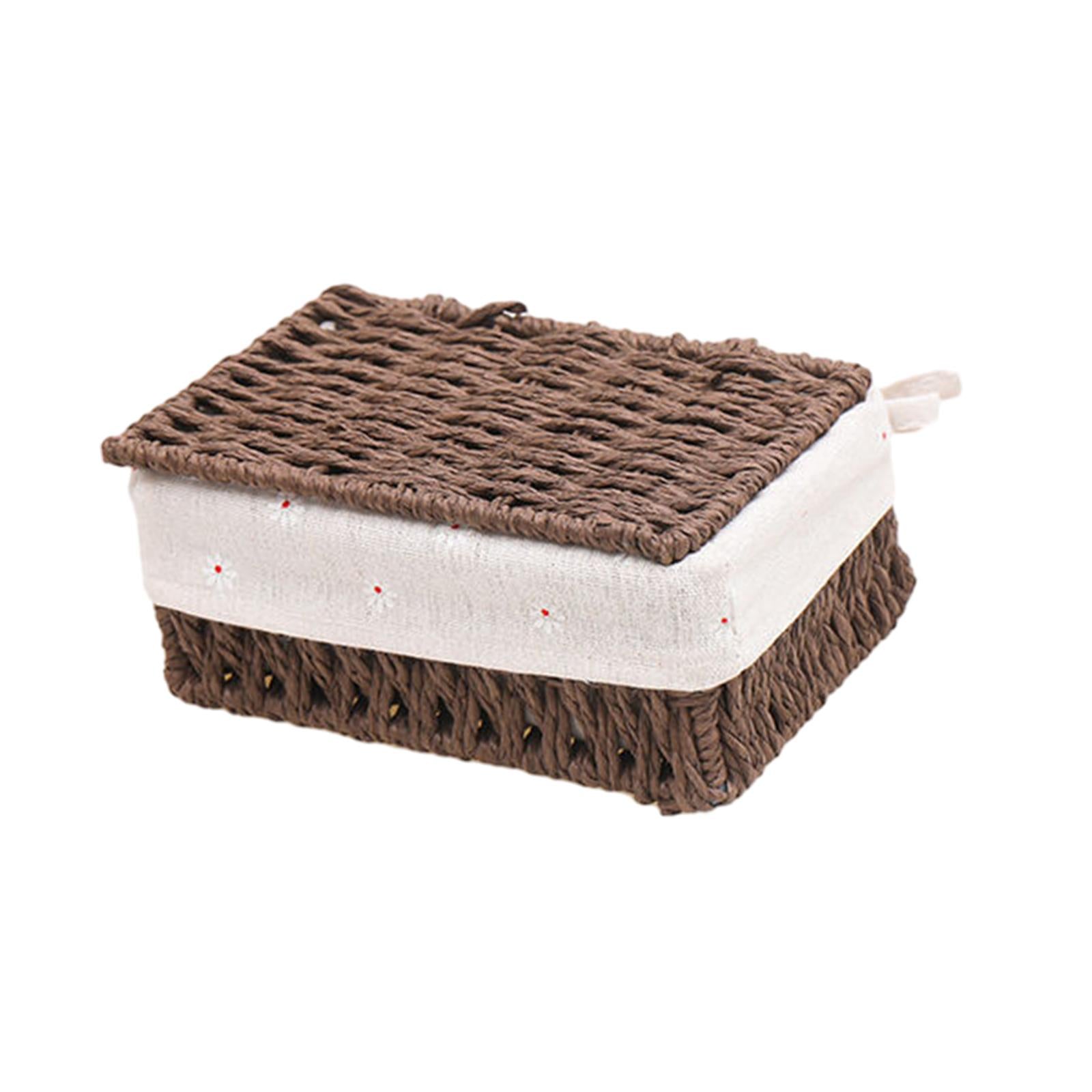 Desktop Storage Basket Stackable Cabinet Organizer for Vanity Shelves Closet Coffee S with Lid