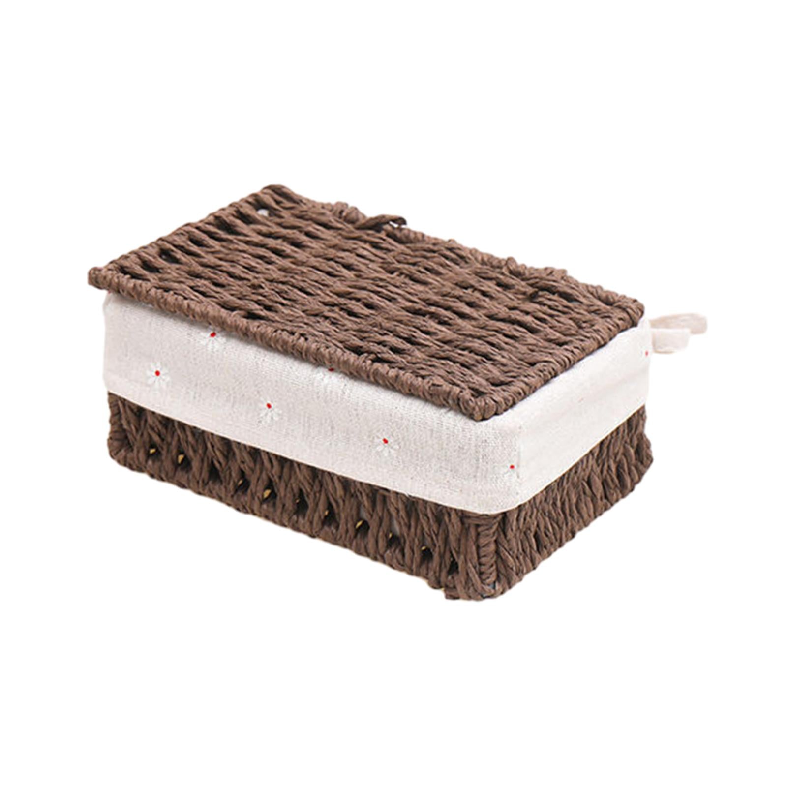 Desktop Storage Basket Stackable Cabinet Organizer for Vanity Shelves Closet Coffee S with Lid