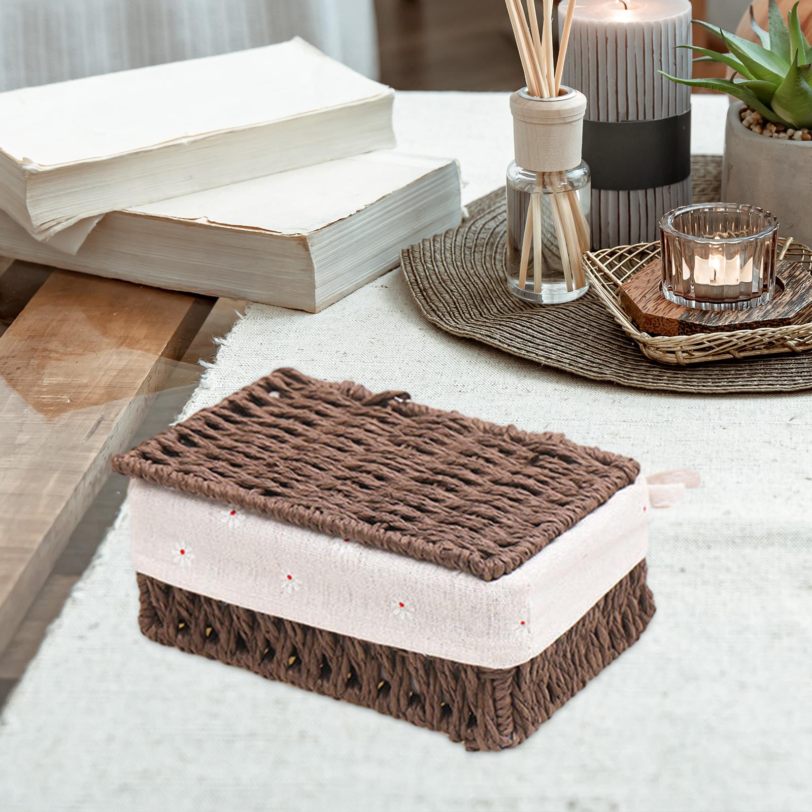 Desktop Storage Basket Stackable Cabinet Organizer for Vanity Shelves Closet Coffee S with Lid