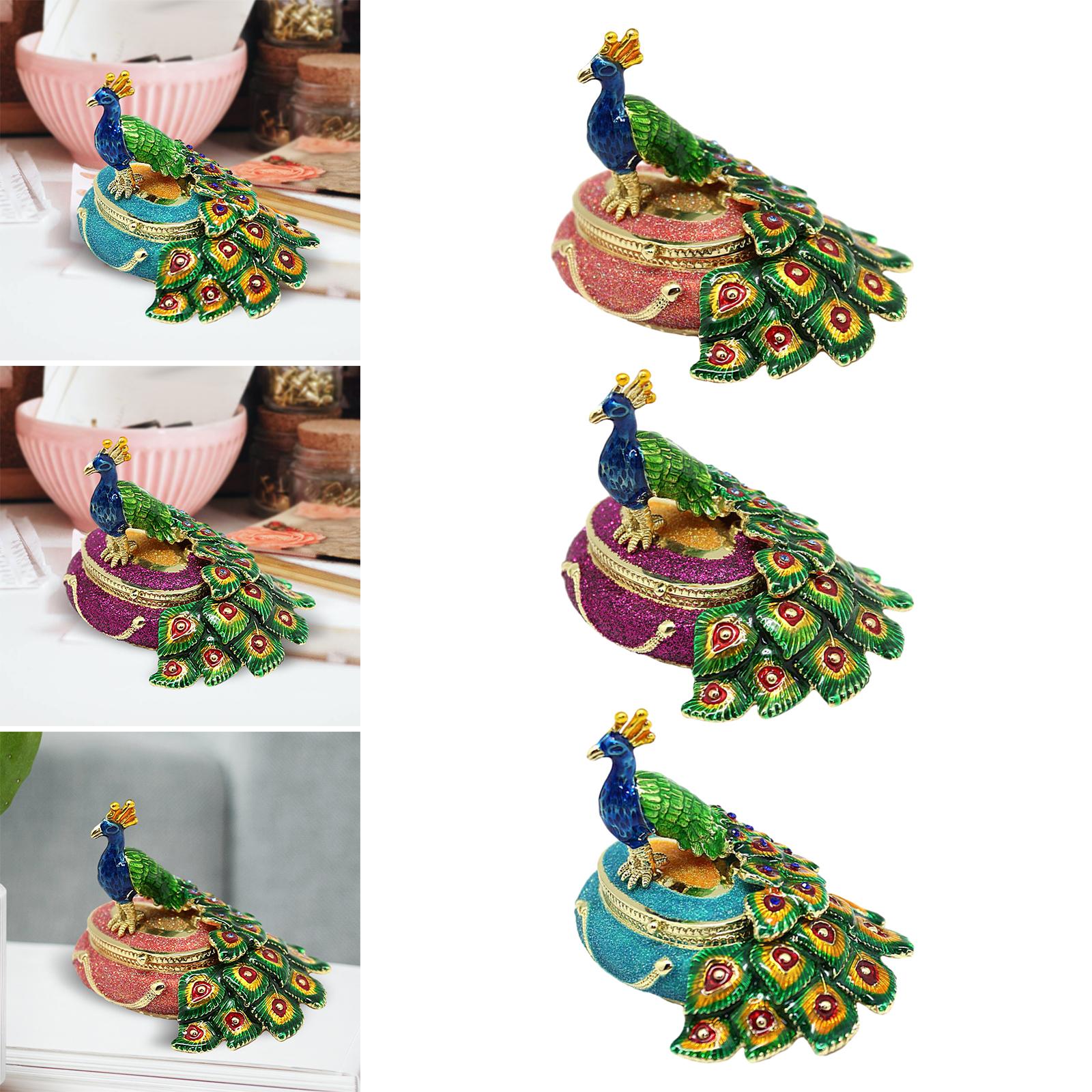 Peacock Trinket Box Container Jewelry Box Jewelry Storage Box Keepsake Boxes Orange