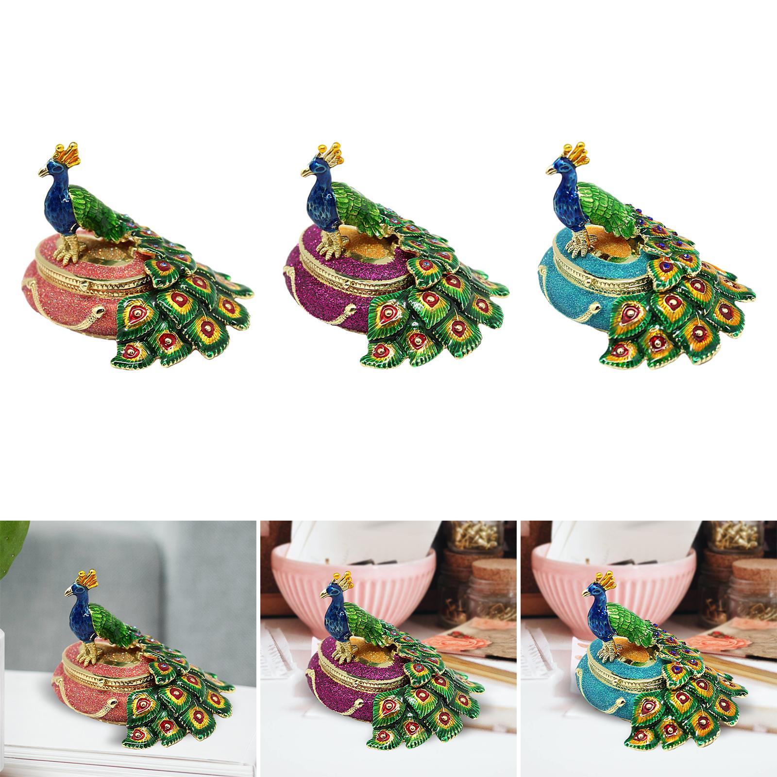 Peacock Trinket Box Container Jewelry Box Jewelry Storage Box Keepsake Boxes Orange
