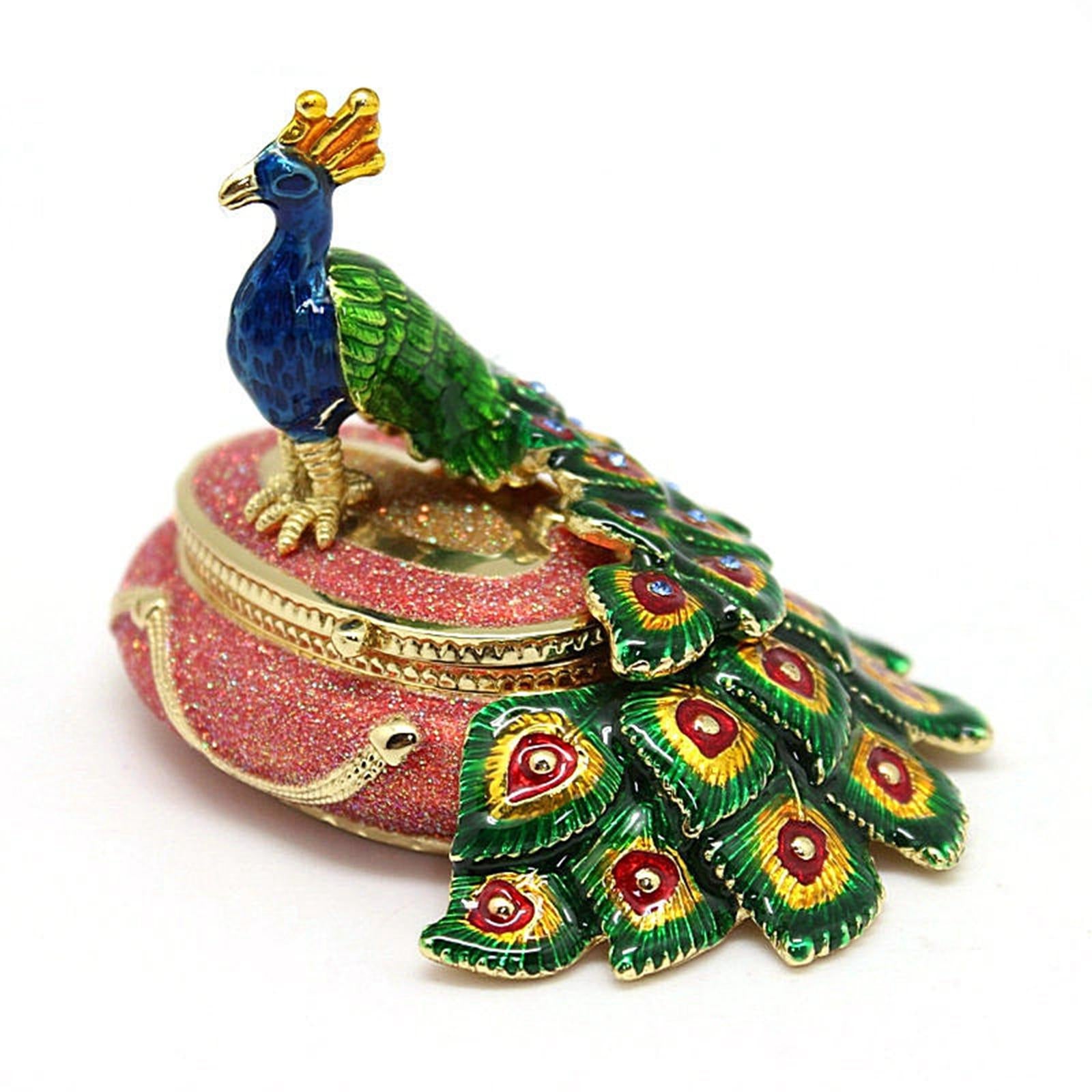 Peacock Trinket Box Container Jewelry Box Jewelry Storage Box Keepsake Boxes Orange