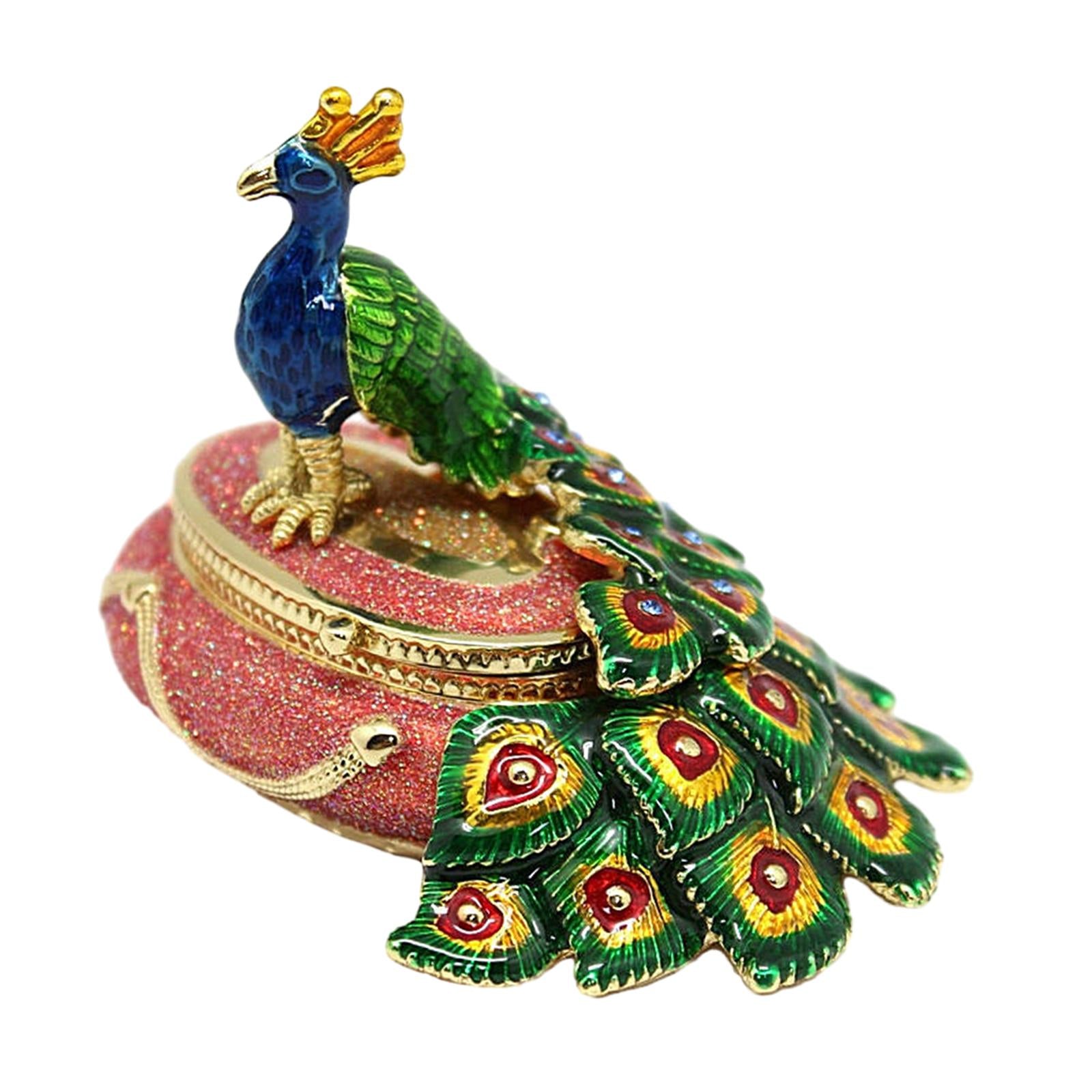 Peacock Trinket Box Container Jewelry Box Jewelry Storage Box Keepsake Boxes Orange