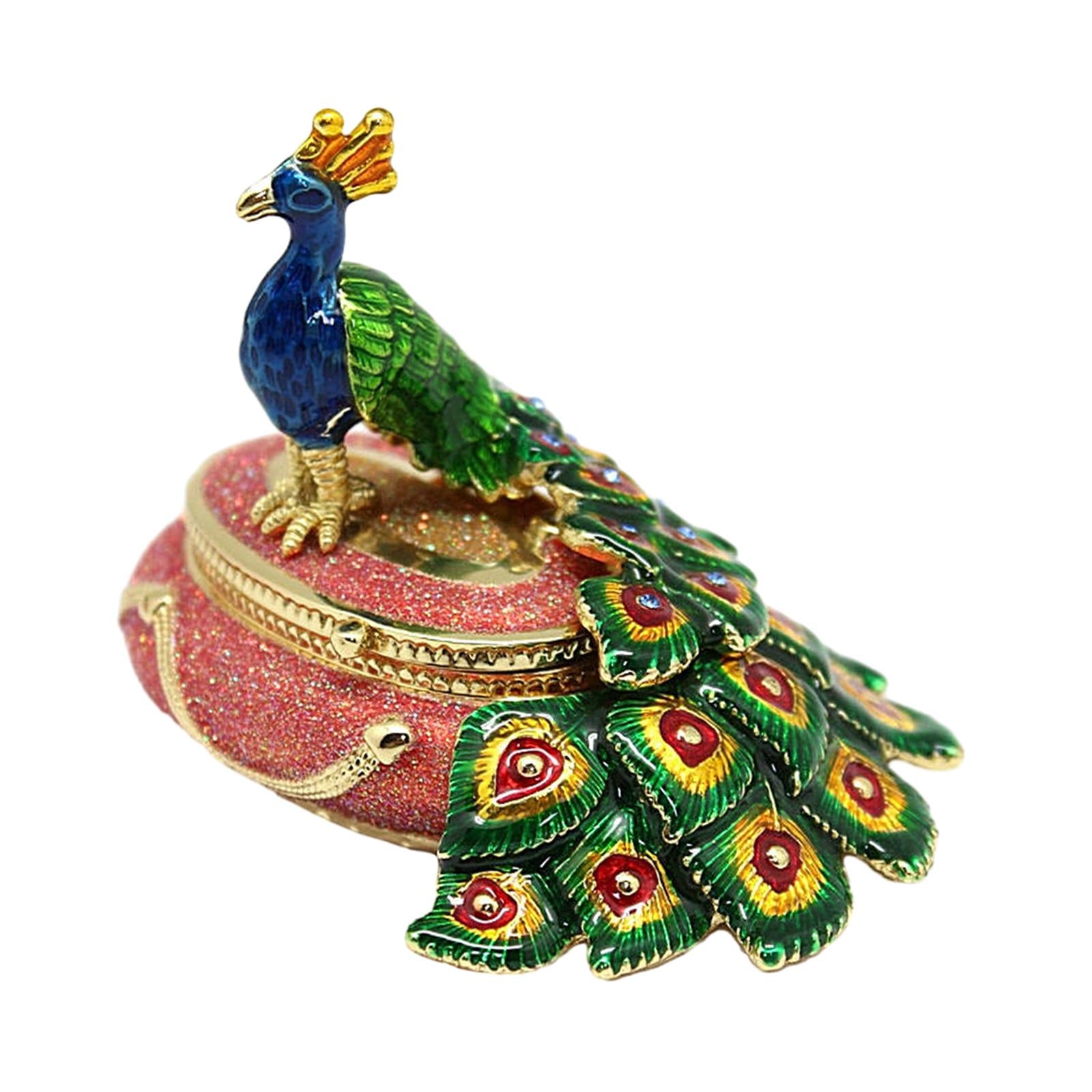 Peacock Trinket Box Container Jewelry Box Jewelry Storage Box Keepsake Boxes Orange