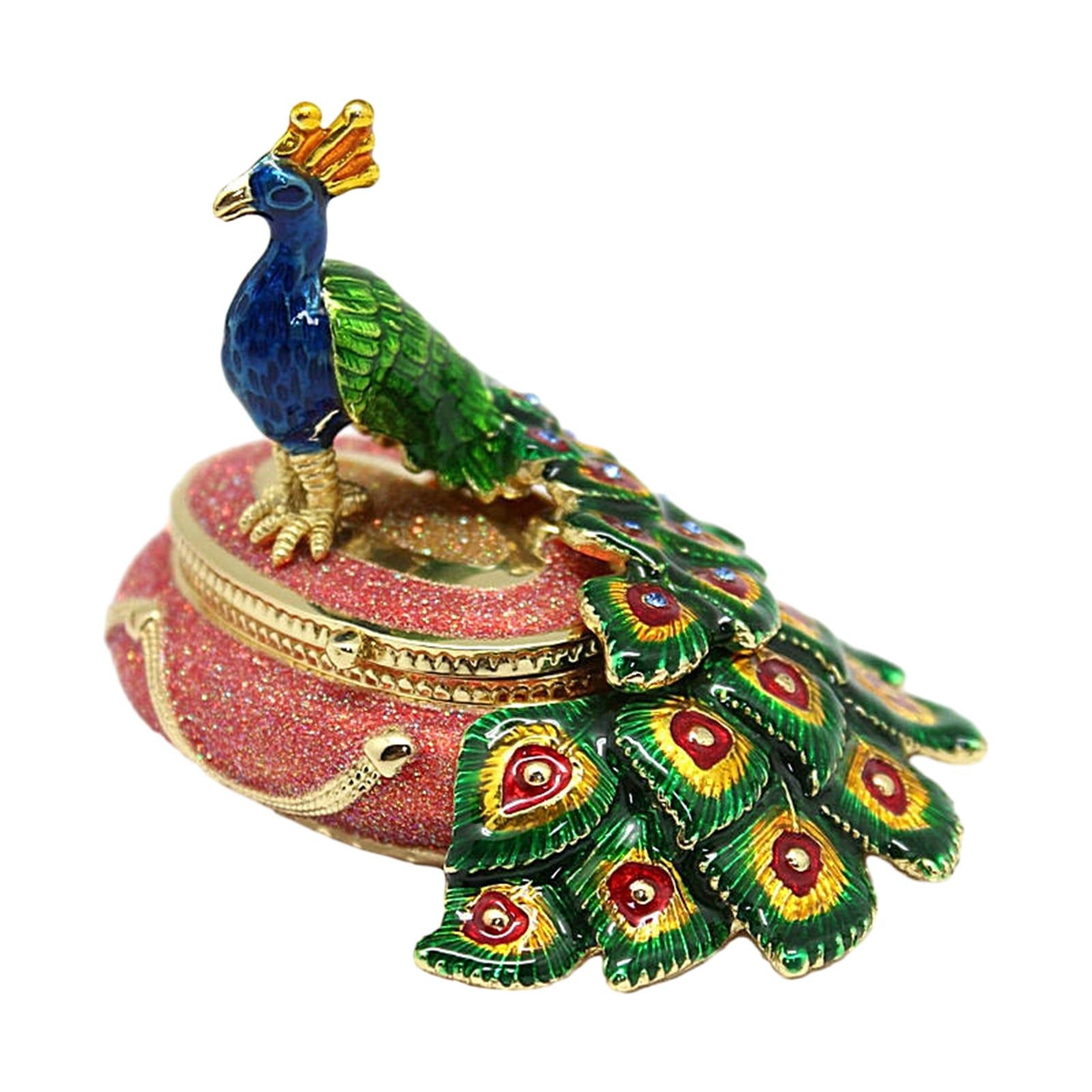 Peacock Trinket Box Container Jewelry Box Jewelry Storage Box Keepsake Boxes Orange