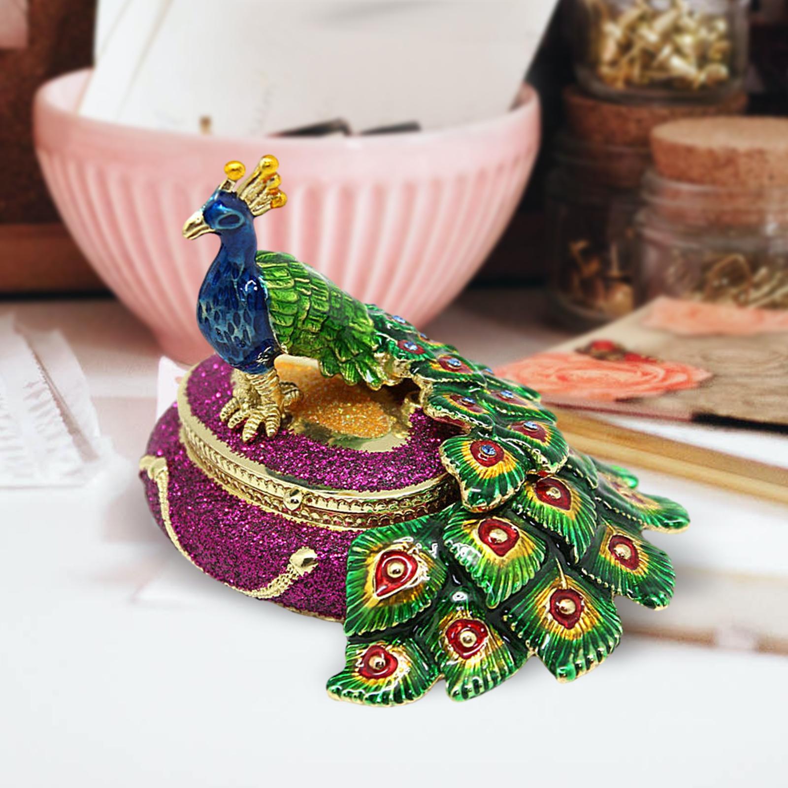 Peacock Trinket Box Container Jewelry Box Jewelry Storage Box Keepsake Boxes Purple