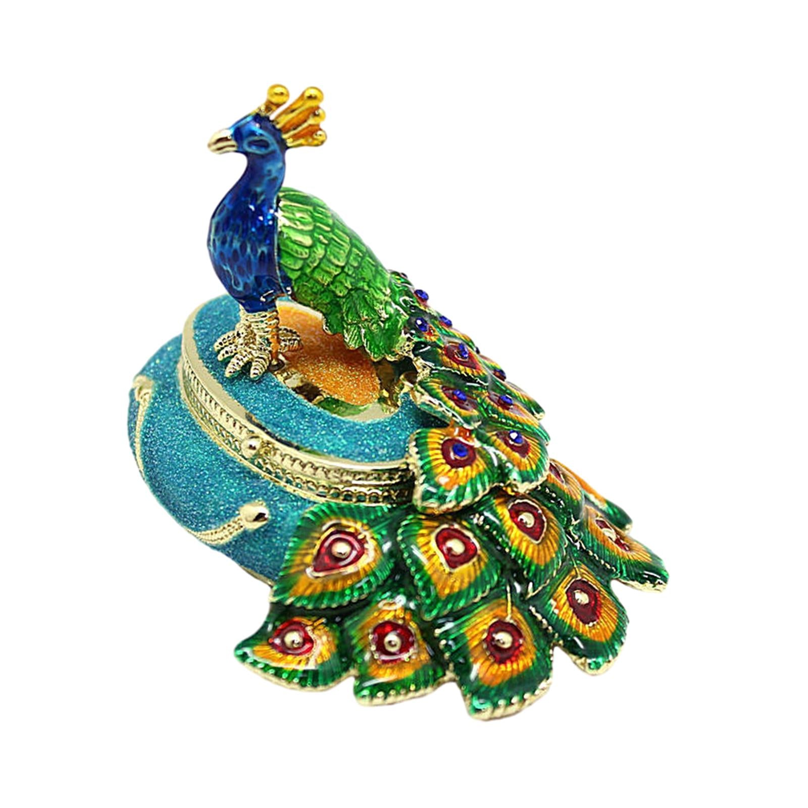 Peacock Trinket Box Container Jewelry Box Jewelry Storage Box Keepsake Boxes Blue