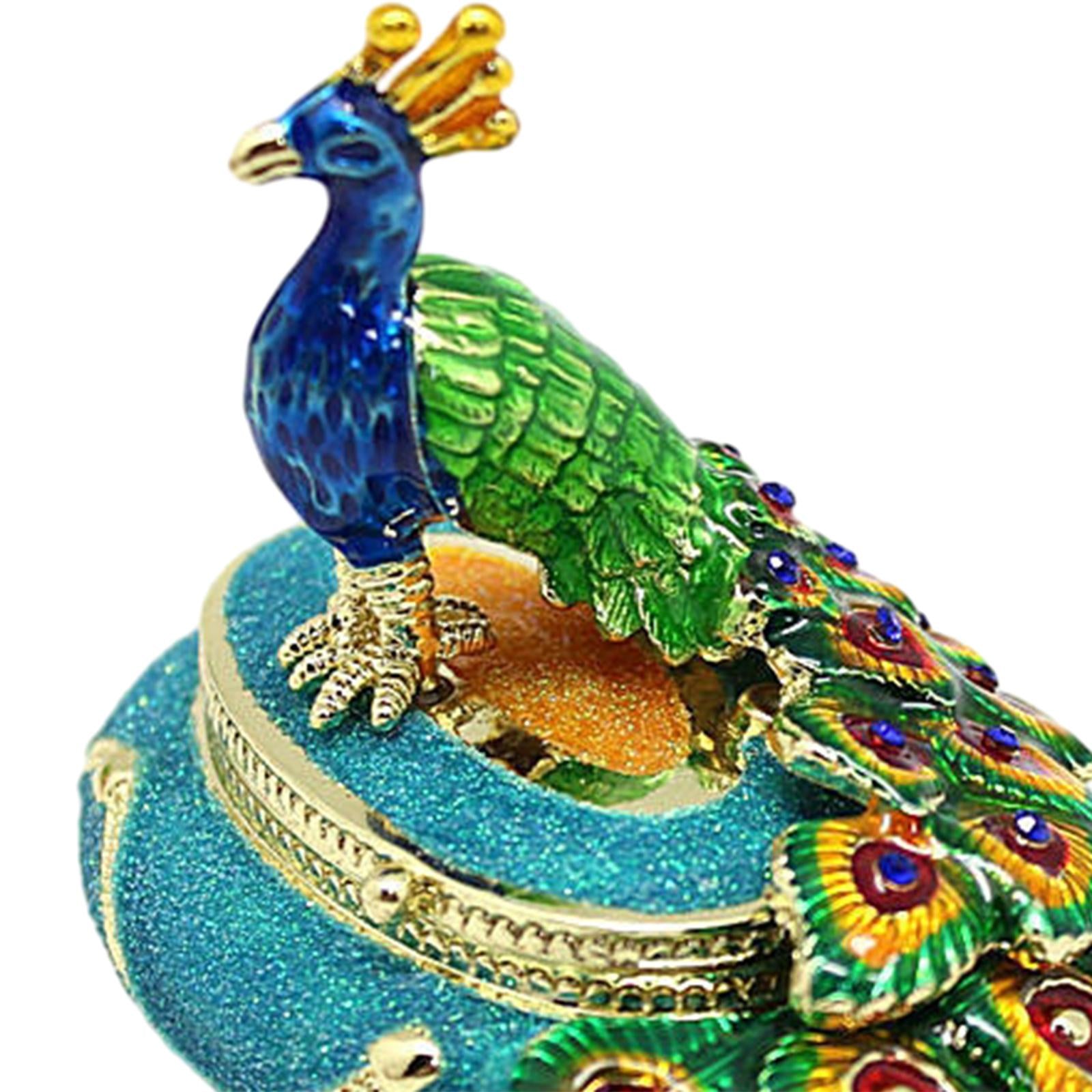 Peacock Trinket Box Container Jewelry Box Jewelry Storage Box Keepsake Boxes Blue