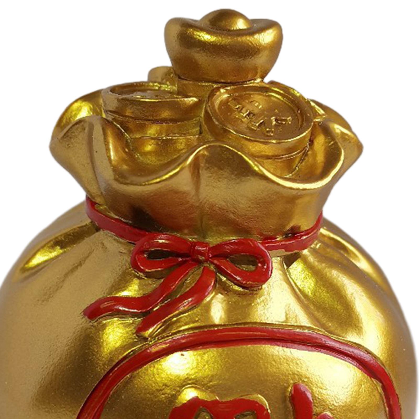 Lucky Bag Statue Decoration Festive for Living Room Cabinet Desk Centerpiece Golden
