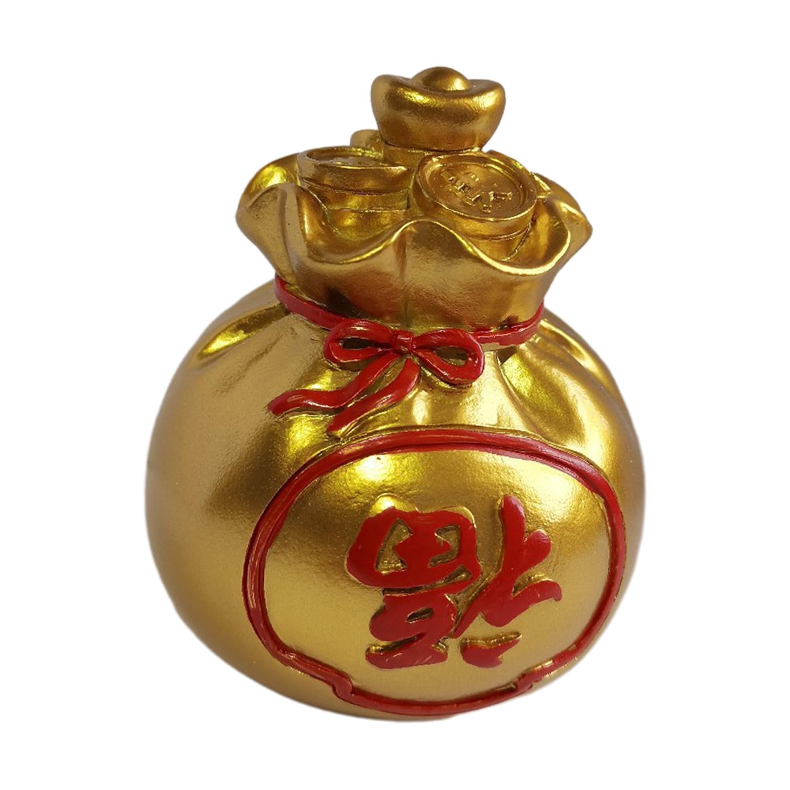 Lucky Bag Statue Decoration Festive for Living Room Cabinet Desk Centerpiece Golden