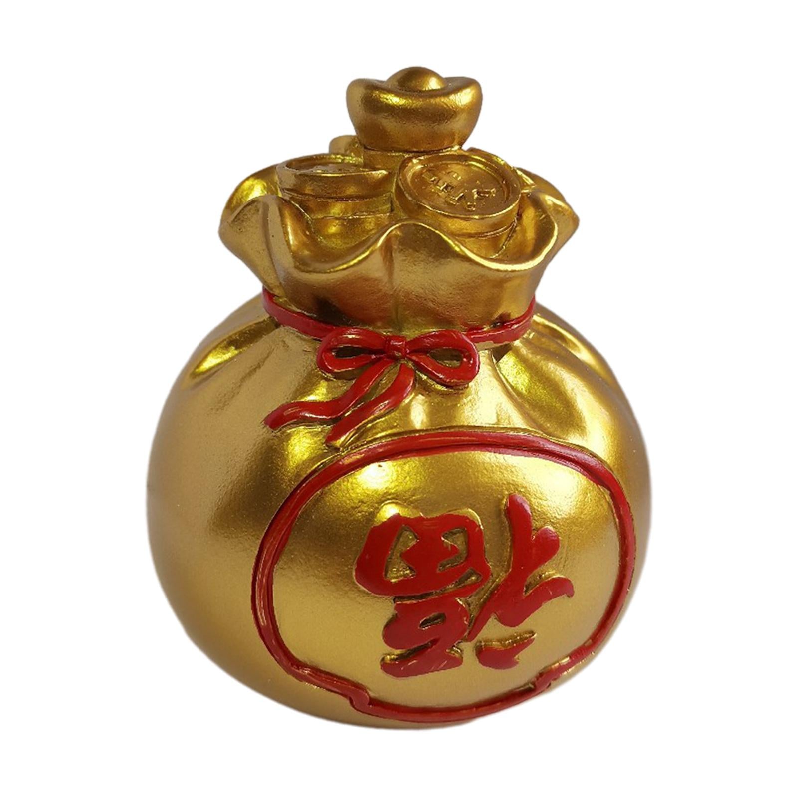 Lucky Bag Statue Decoration Festive for Living Room Cabinet Desk Centerpiece Golden