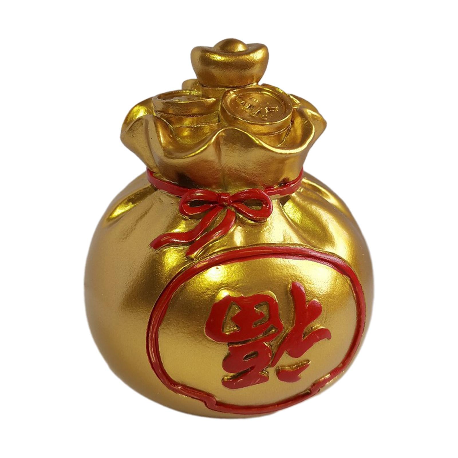 Lucky Bag Statue Decoration Festive for Living Room Cabinet Desk Centerpiece Golden