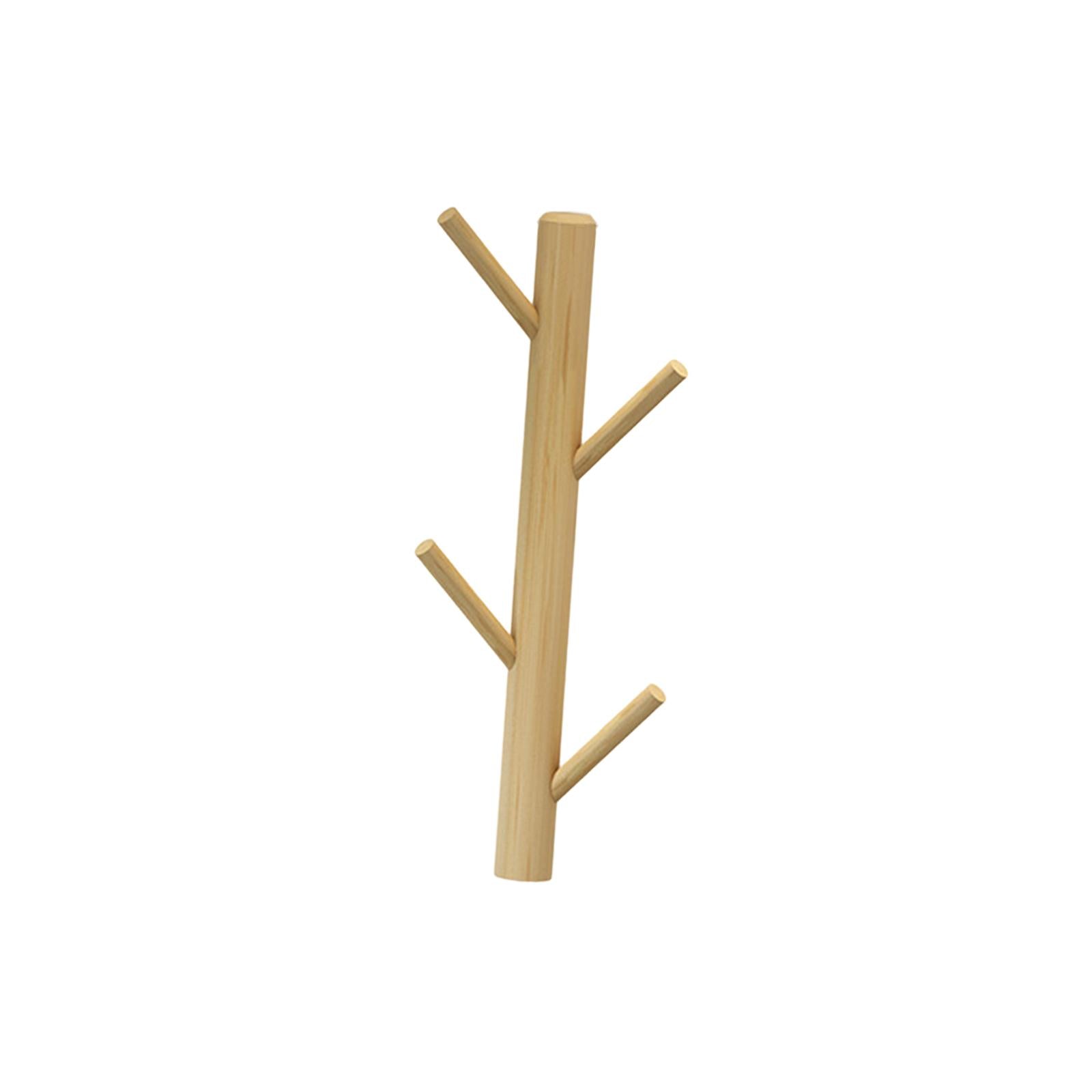 Wall Mounted Clothing Rack Wall Clothing Hanger for Front Door Bathroom Entryway 4 Hook Wood Color
