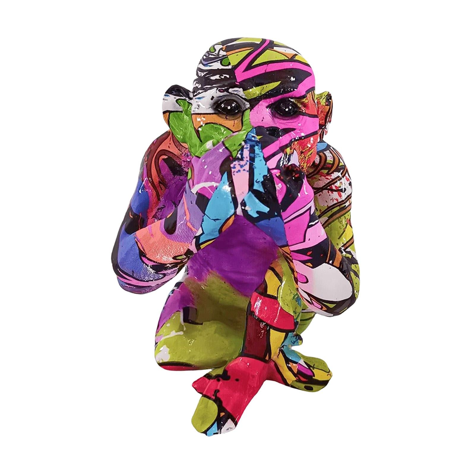 Graffiti Gorilla Statue Stand Artwork Home Decorations for Room Table Office Do not say