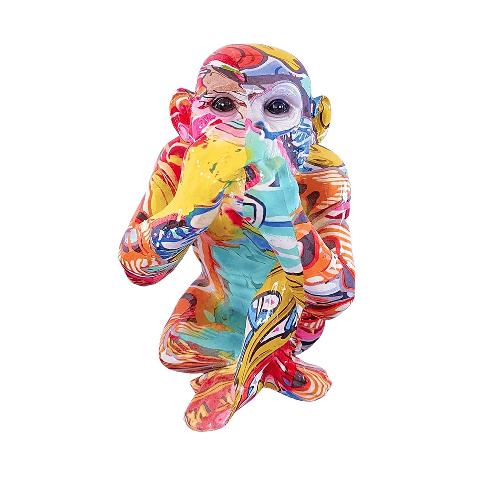 Graffiti Animal Statue Modern Resin Gorilla Graffiti for Bedroom Office Desk Do not say