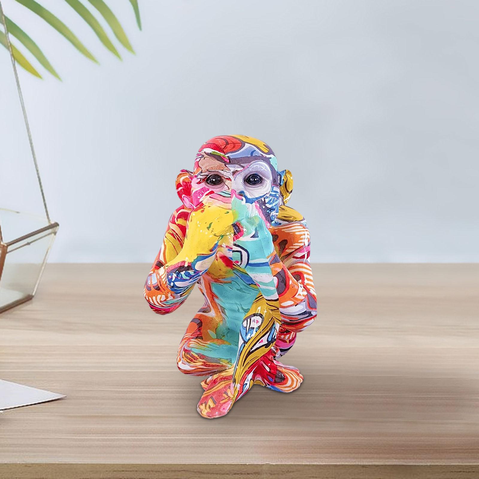 Graffiti Animal Statue Modern Resin Gorilla Graffiti for Bedroom Office Desk Do not say