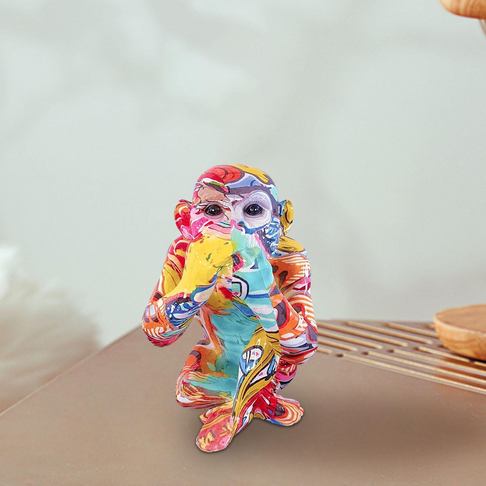Graffiti Animal Statue Modern Resin Gorilla Graffiti for Bedroom Office Desk Do not say