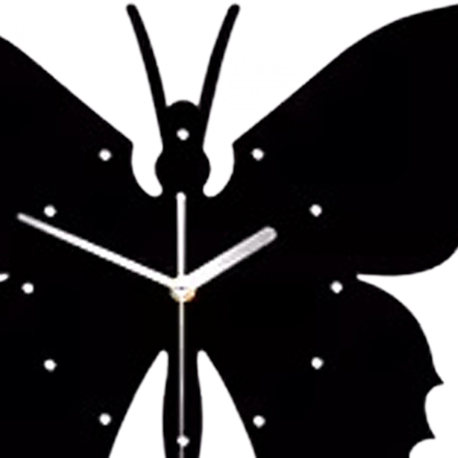 12inch Acrylic Black Butterfly DIY Wall Clock Kit Modern for Bedroom Durable