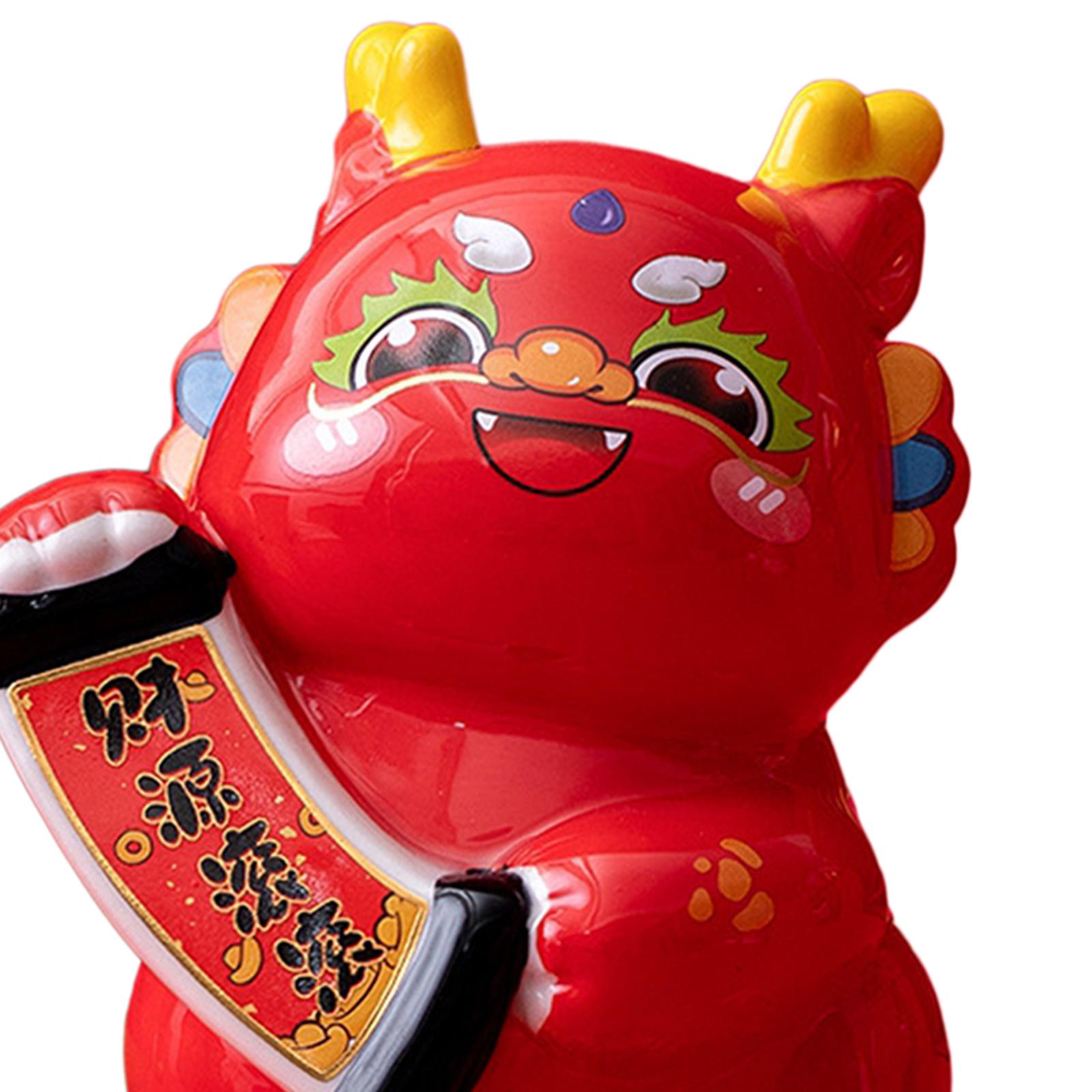 Porcelain Chinese Year Dragon Figures Canister Piggy Bank for Holidays Decor Style B