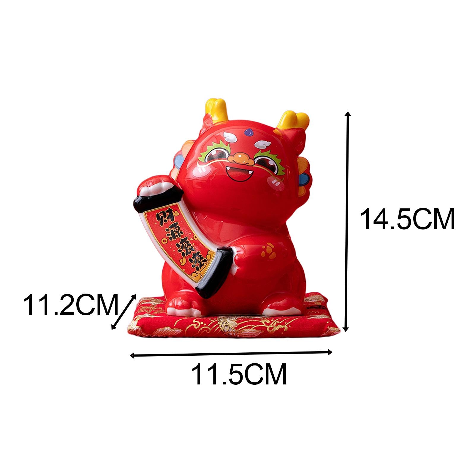 Porcelain Chinese Year Dragon Figures Canister Piggy Bank for Holidays Decor Style B