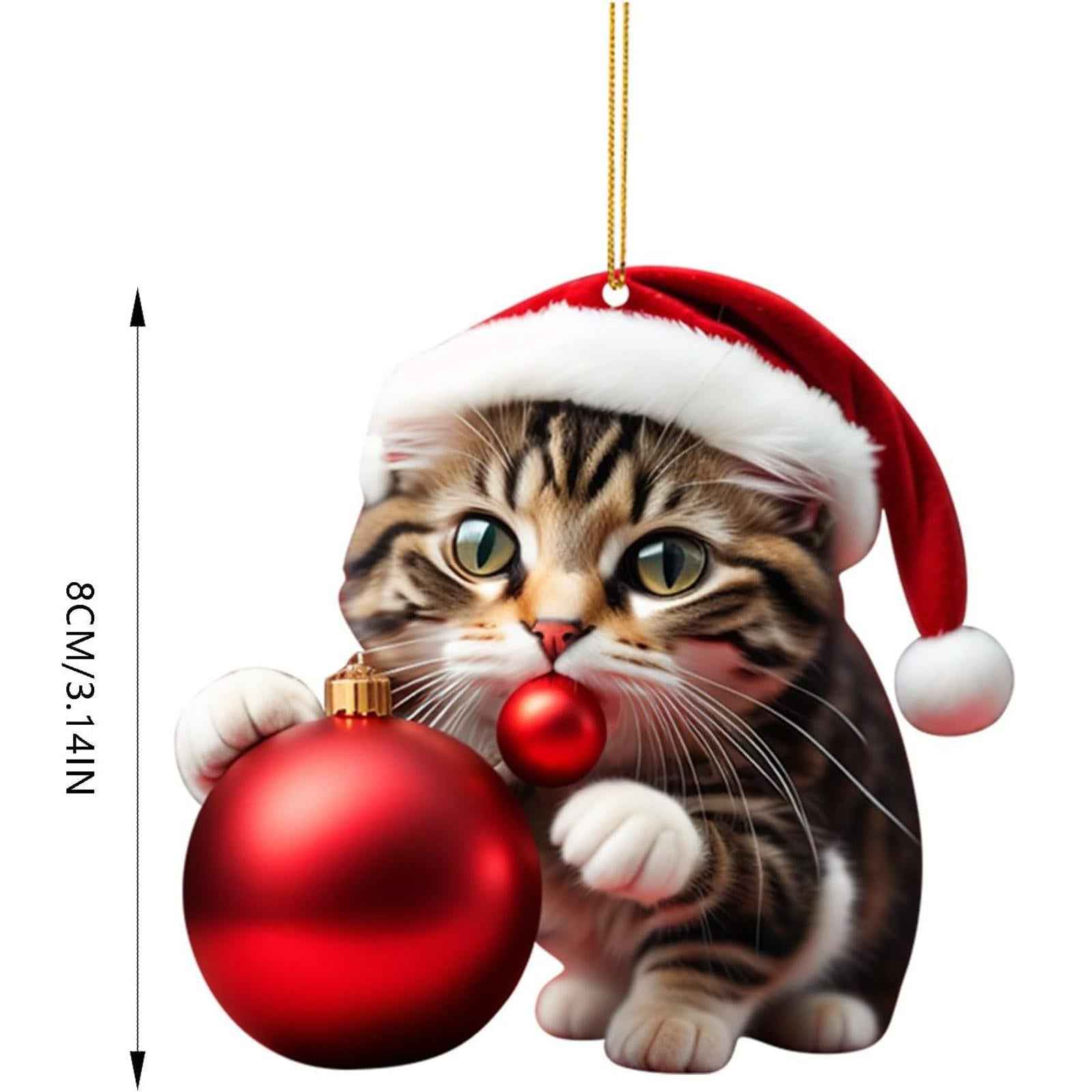 Christmas Cat Decoration 2023 Wall Holiday Party Fireplace Christmas Pendant Style A