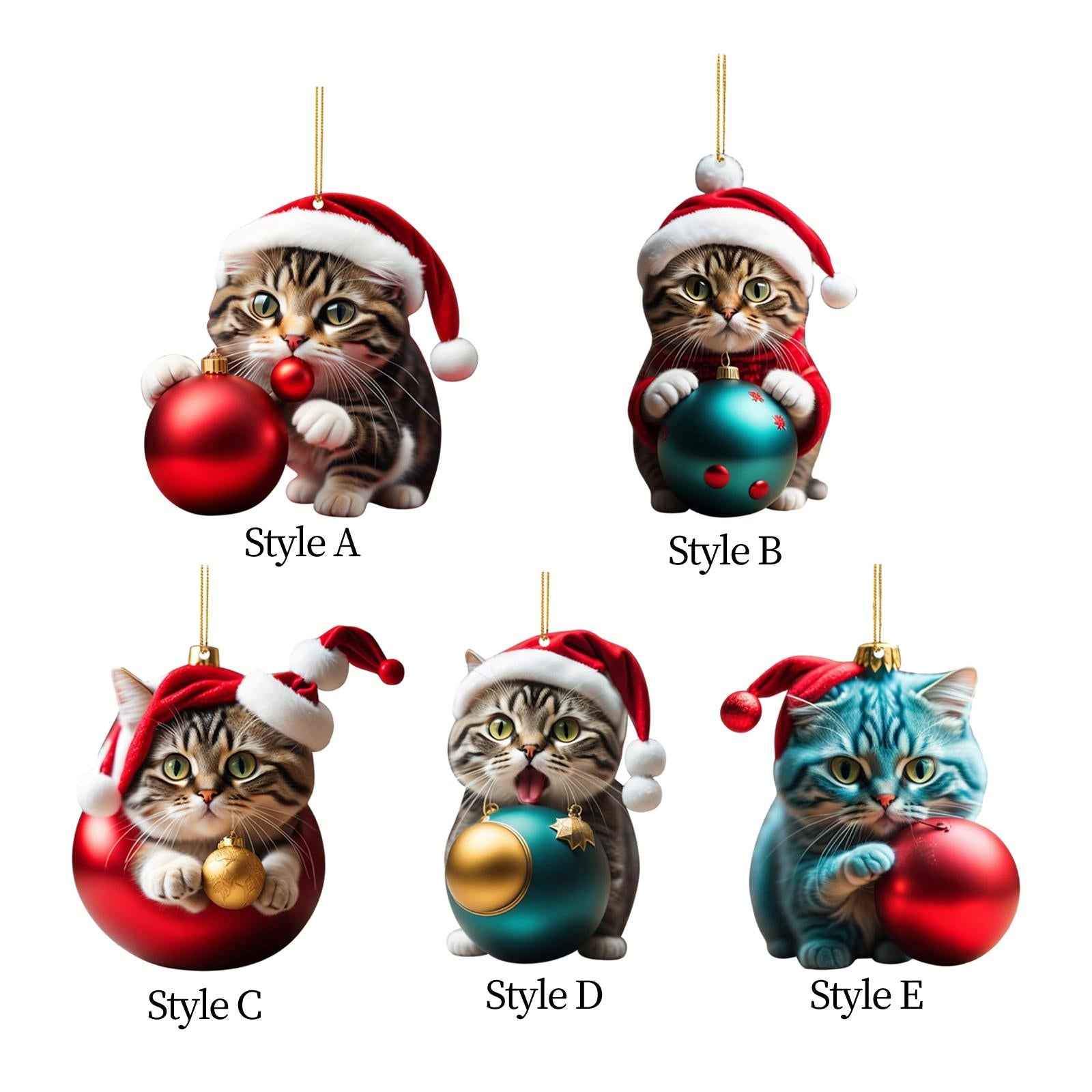 Christmas Cat Decoration 2023 Wall Holiday Party Fireplace Christmas Pendant Style A
