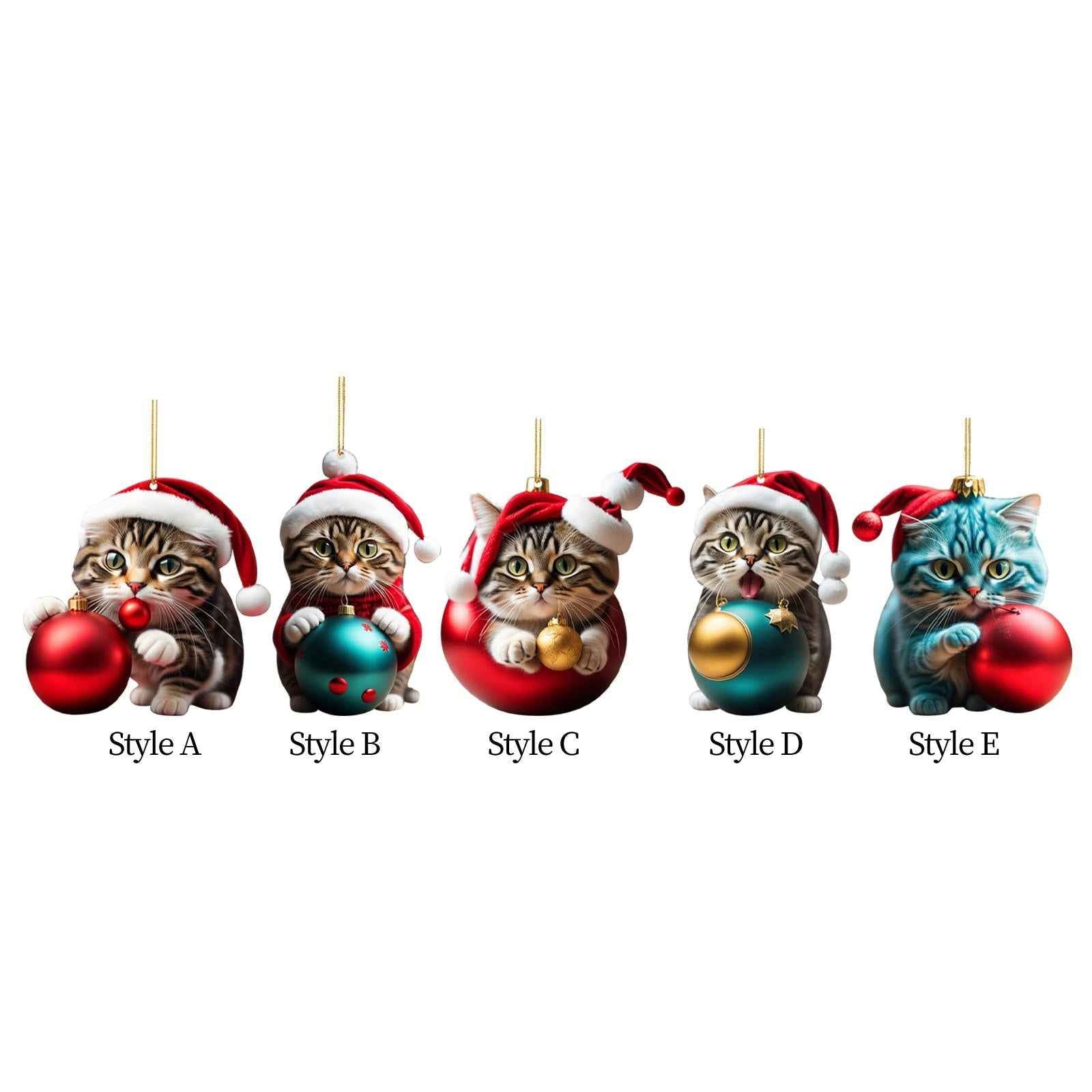 Christmas Cat Decoration 2023 Wall Holiday Party Fireplace Christmas Pendant Style A