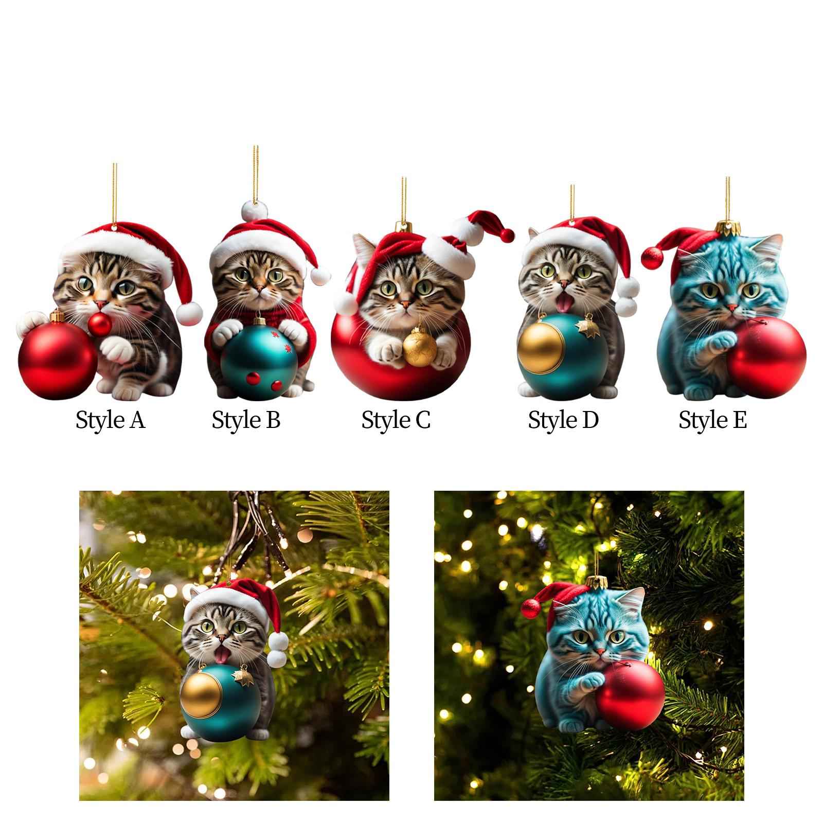 Christmas Cat Decoration 2023 Wall Holiday Party Fireplace Christmas Pendant Style A