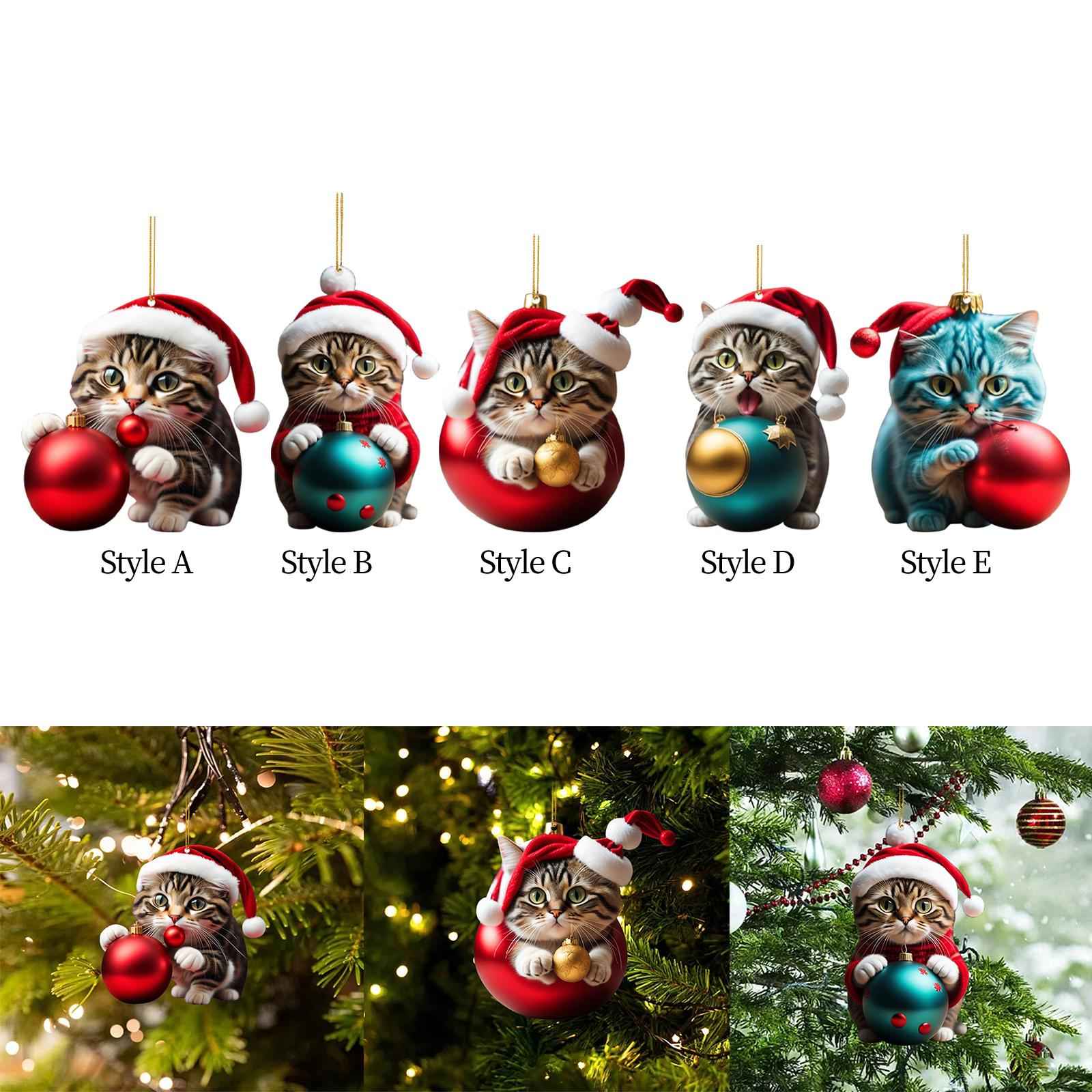 Christmas Cat Decoration 2023 Wall Holiday Party Fireplace Christmas Pendant Style A