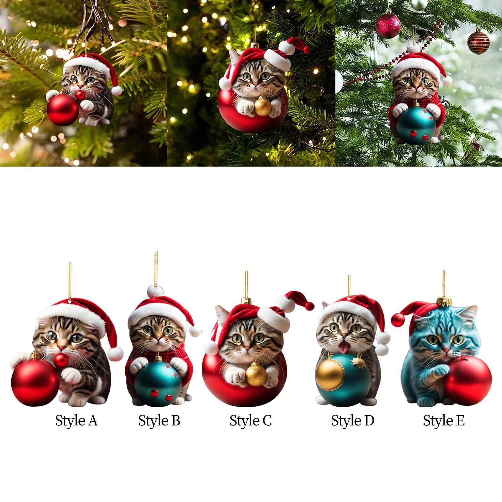 Christmas Cat Decoration 2023 Wall Holiday Party Fireplace Christmas Pendant Style A