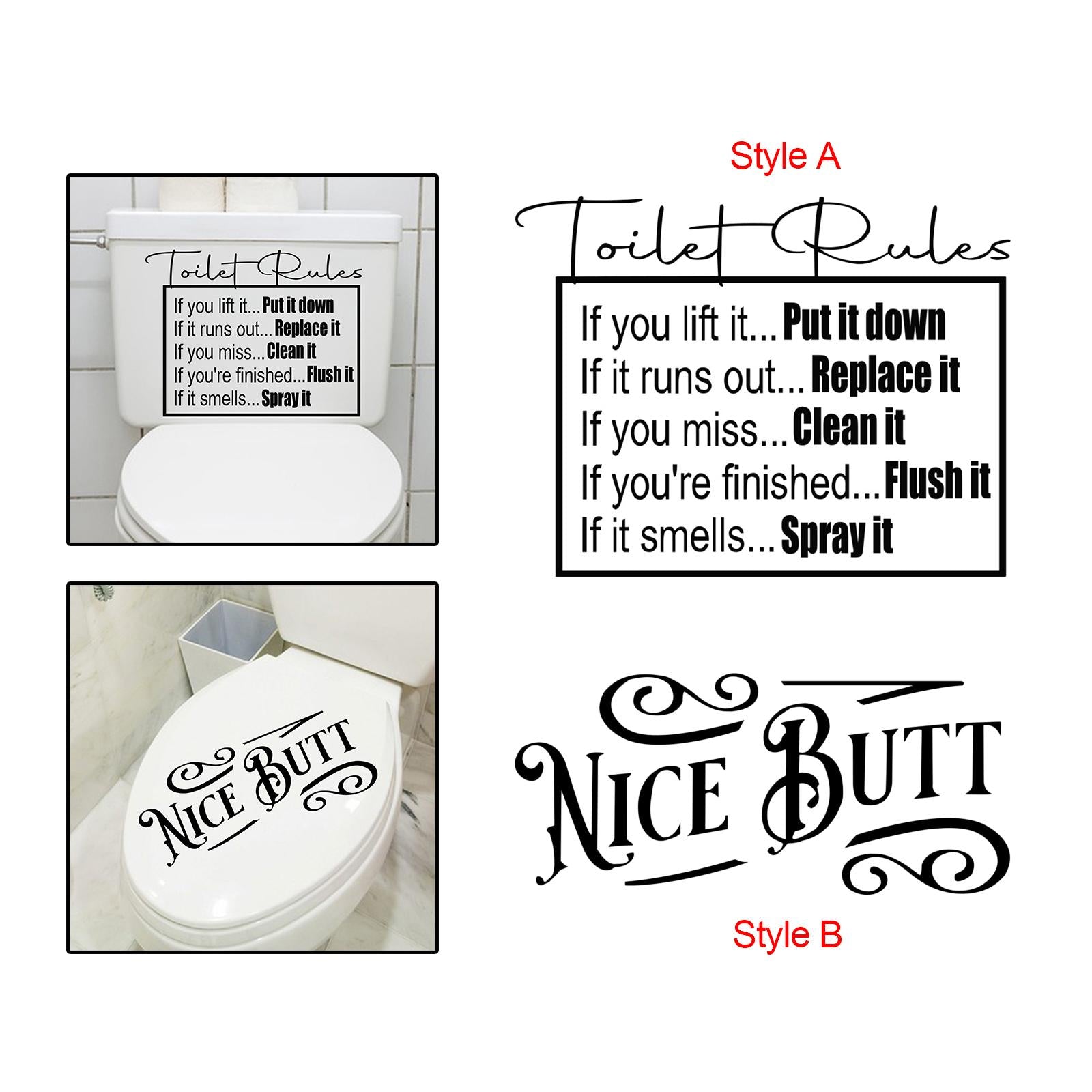Toilet Sticker DIY Art Removable Bathroom Toilet for Toilet Furniture Shower Style A
