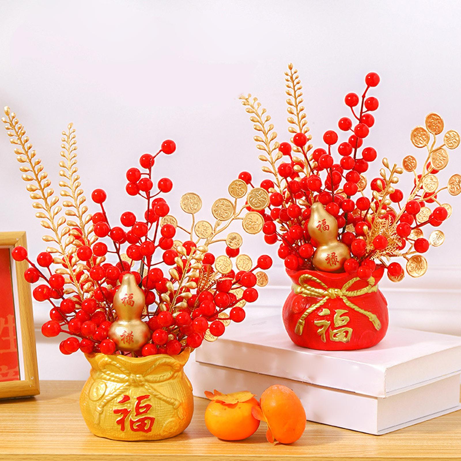 Chinese New Year Feng Shui Treasure Basin Vase Decor Congratulatory Gift Style A