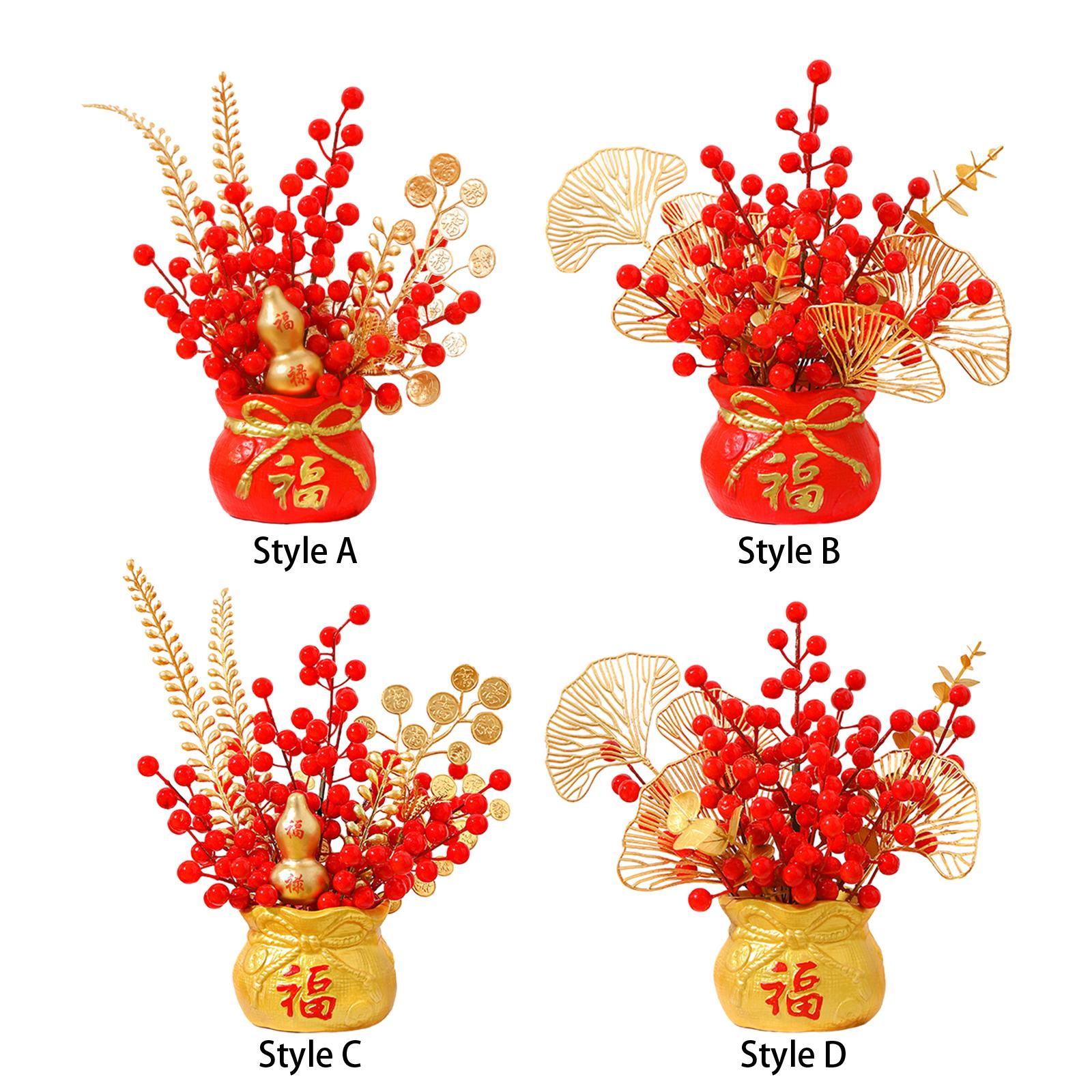 Chinese New Year Feng Shui Treasure Basin Vase Decor Congratulatory Gift Style A