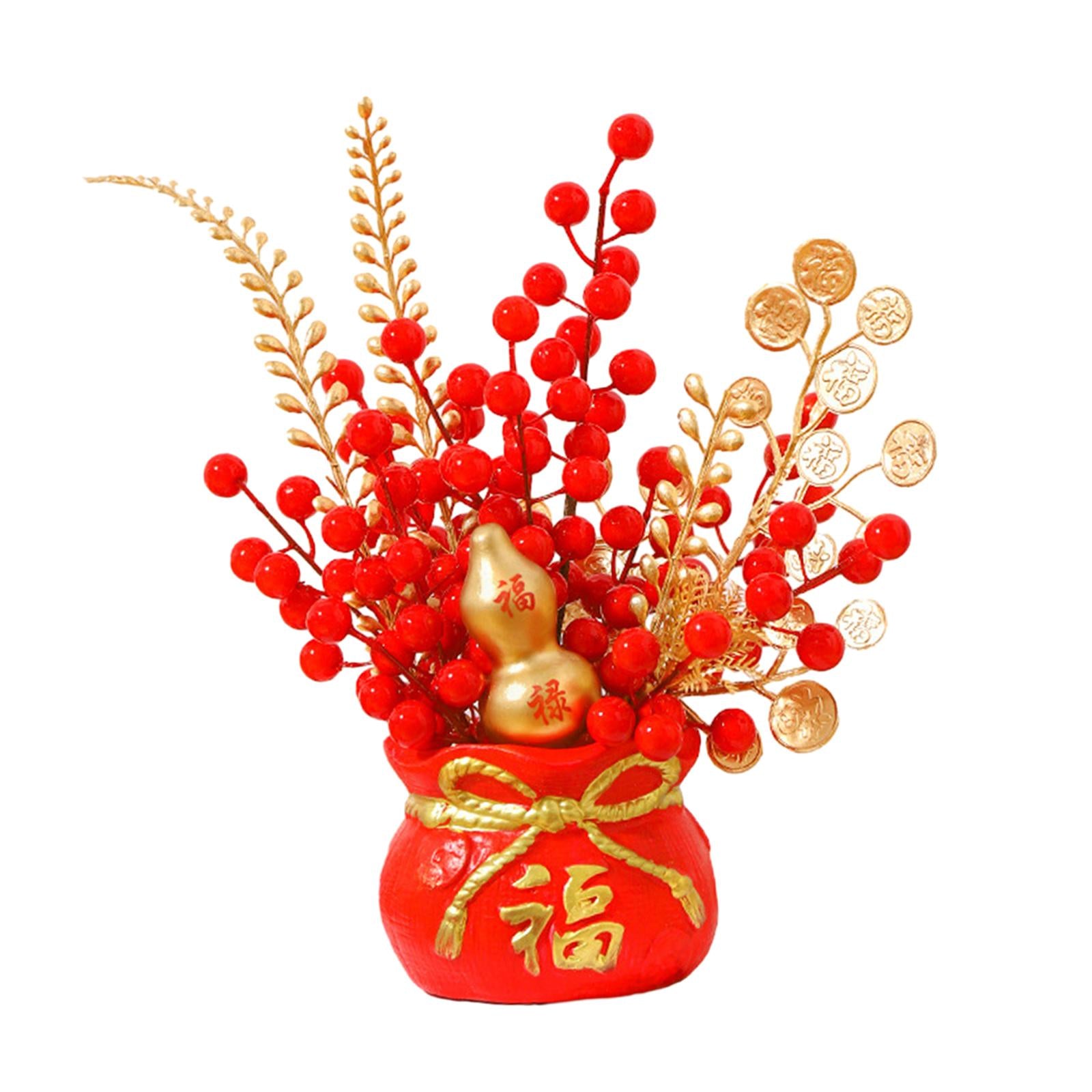 Chinese New Year Feng Shui Treasure Basin Vase Decor Congratulatory Gift Style A