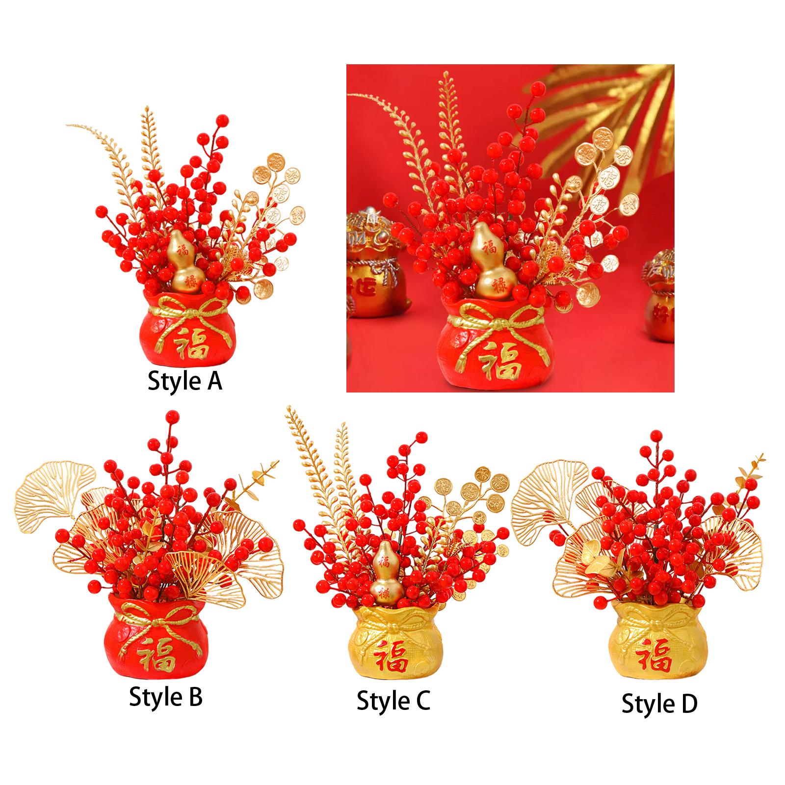 Chinese New Year Feng Shui Treasure Basin Vase Decor Congratulatory Gift Style A