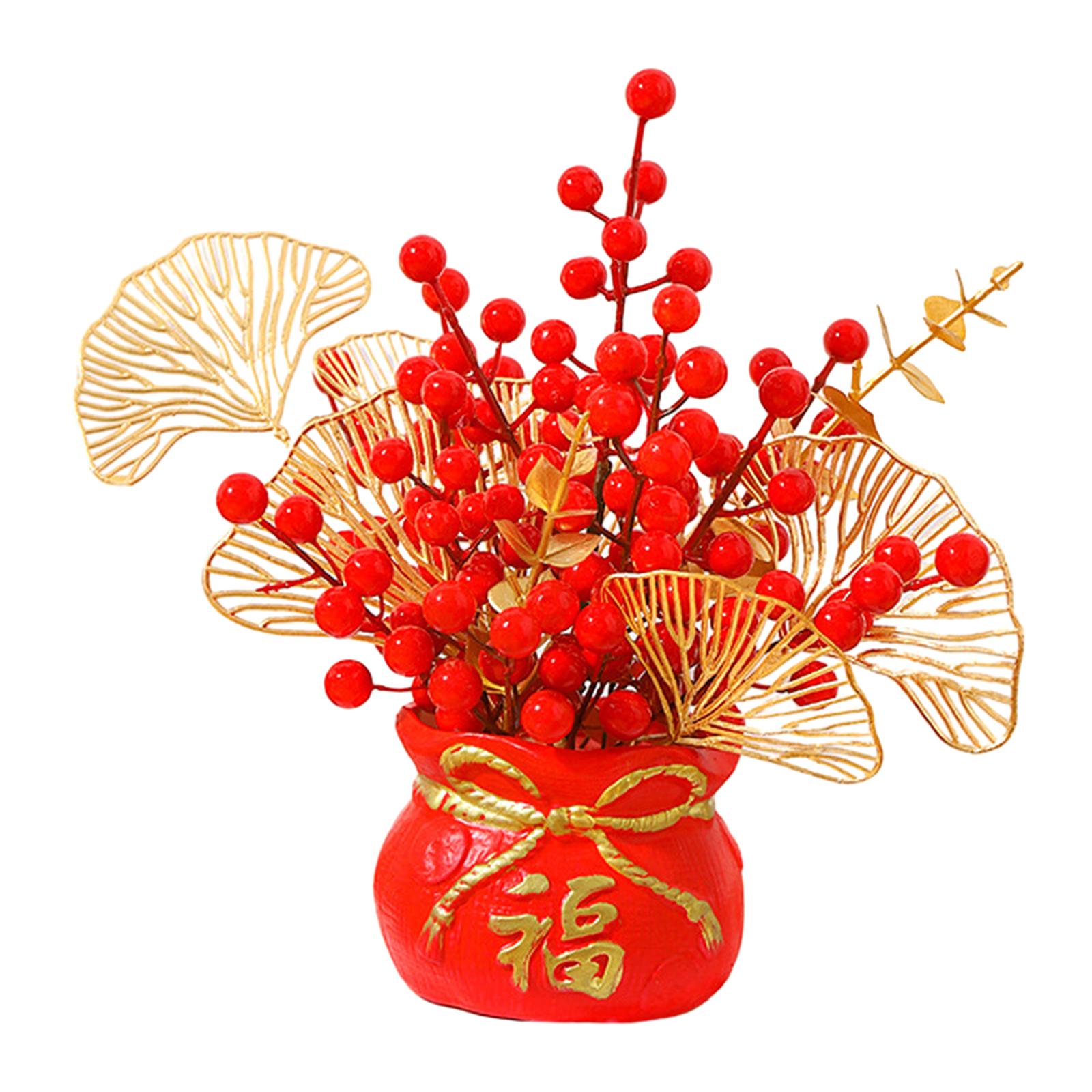 Chinese New Year Feng Shui Treasure Basin Vase Decor Congratulatory Gift Style B