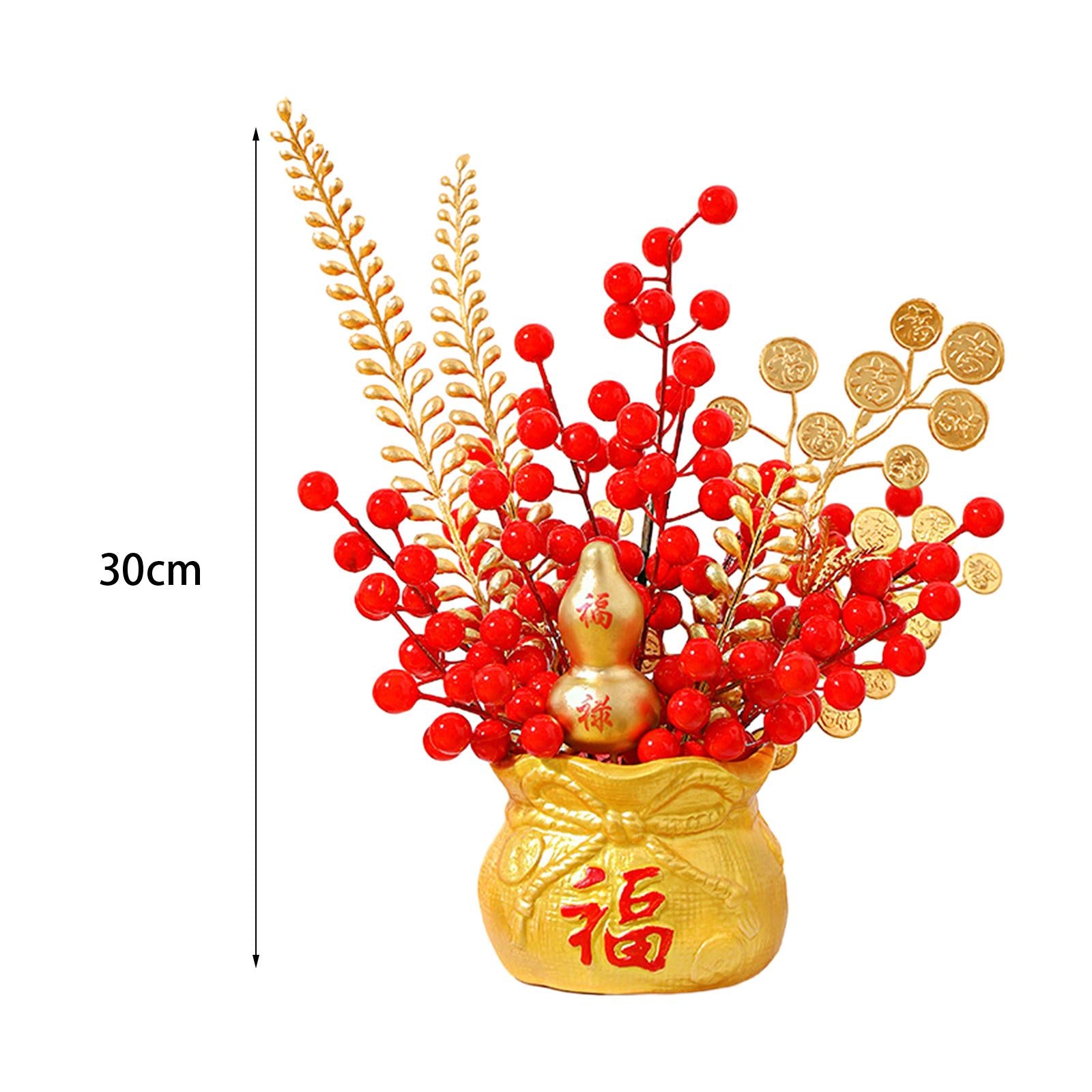 Chinese New Year Feng Shui Treasure Basin Vase Decor Congratulatory Gift Style C