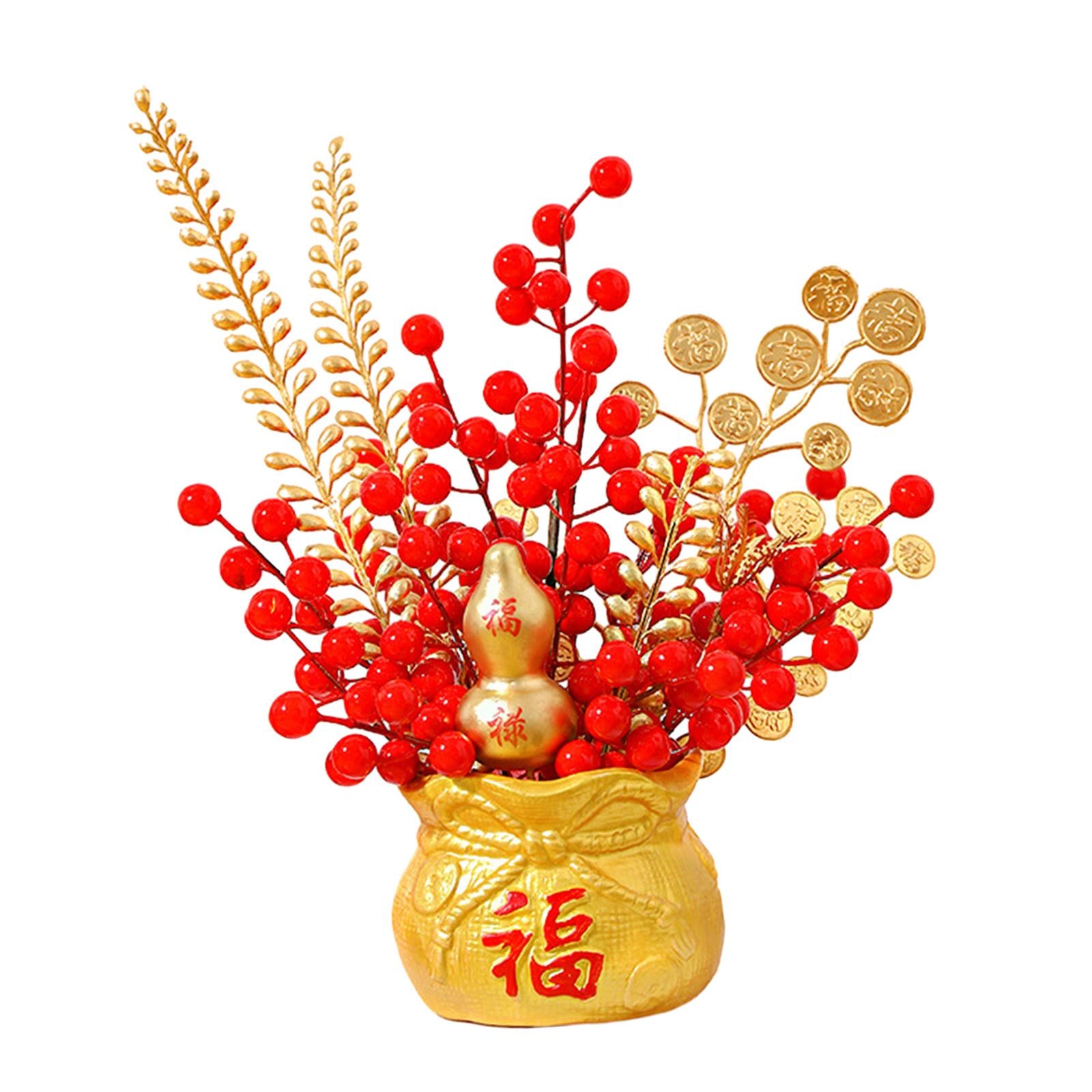 Chinese New Year Feng Shui Treasure Basin Vase Decor Congratulatory Gift Style C