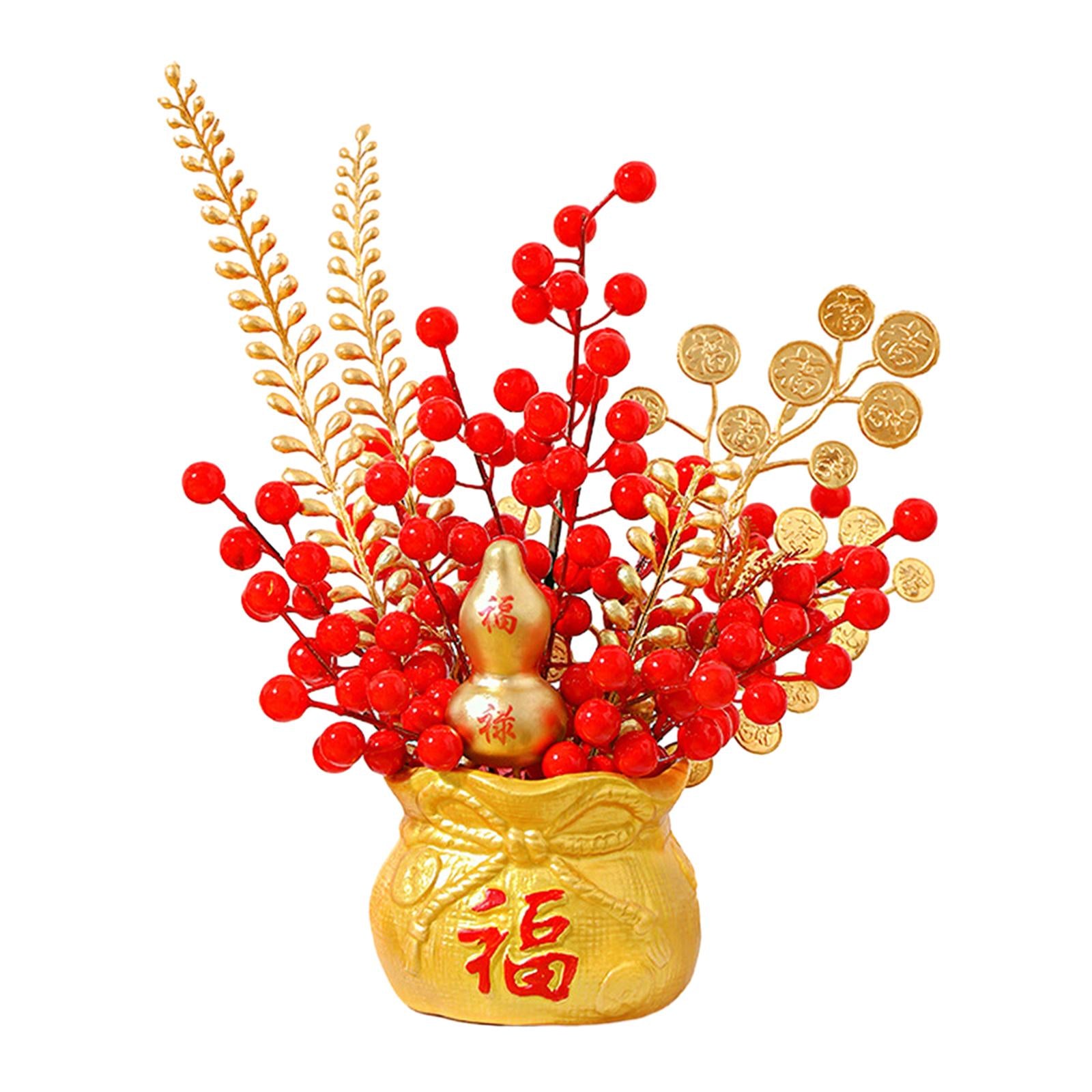 Chinese New Year Feng Shui Treasure Basin Vase Decor Congratulatory Gift Style C