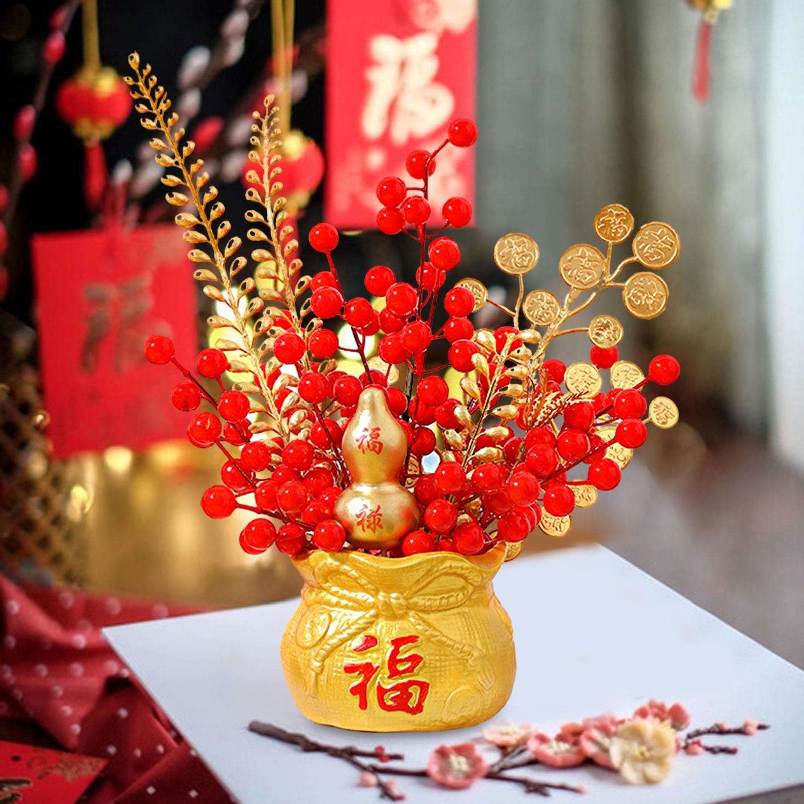 Chinese New Year Feng Shui Treasure Basin Vase Decor Congratulatory Gift Style C