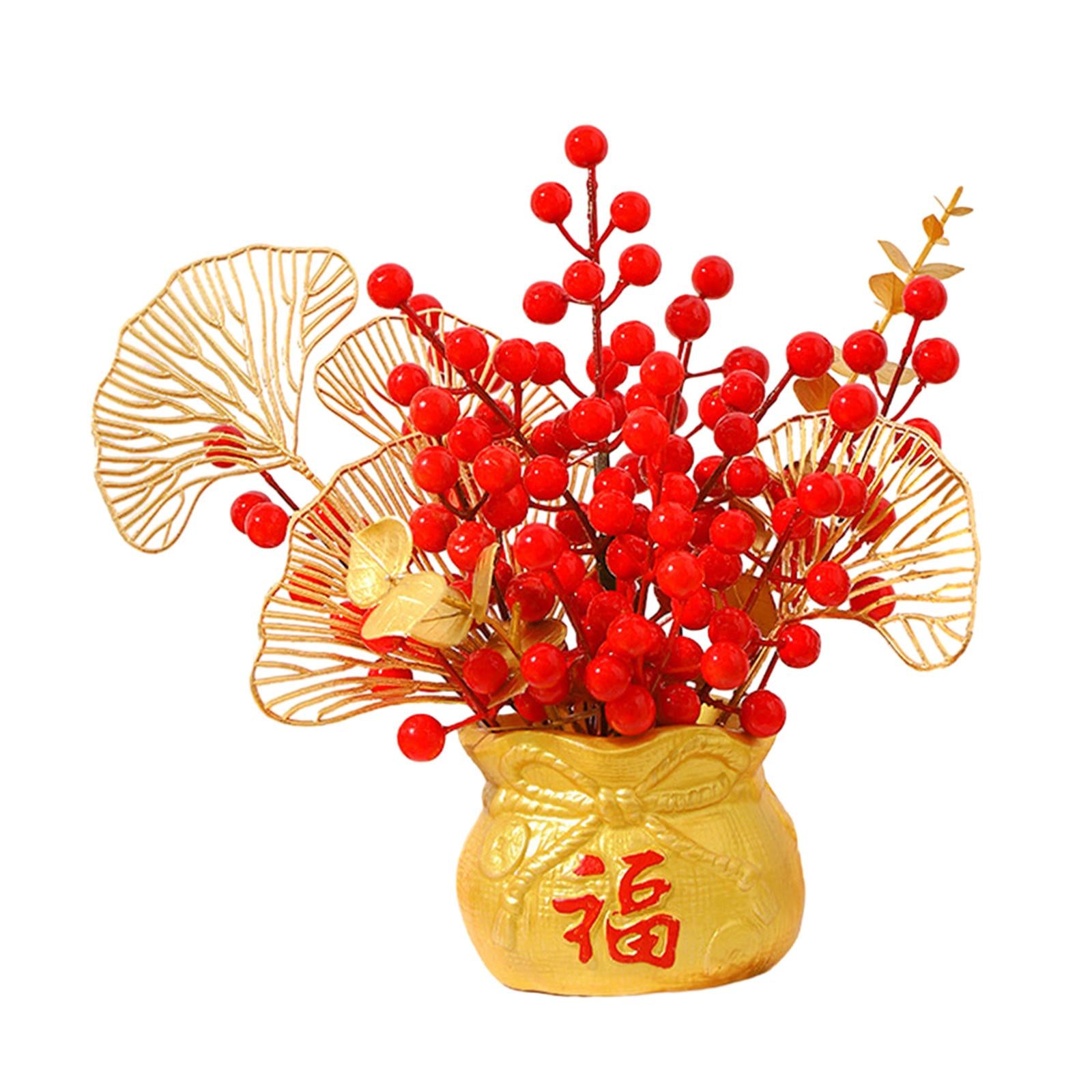 Chinese New Year Feng Shui Treasure Basin Vase Decor Congratulatory Gift Style D